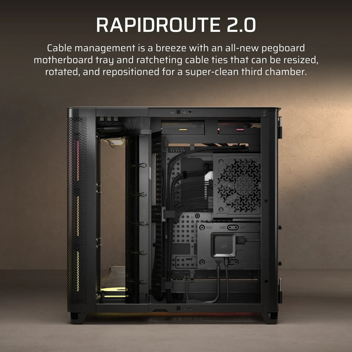 AIR 5400 LX-R RGB iCUE LINK Triple Chamber Mid-Tower PC Case ;3x Fans included;2x 2.5'' ; 1x 3.5'';  Black