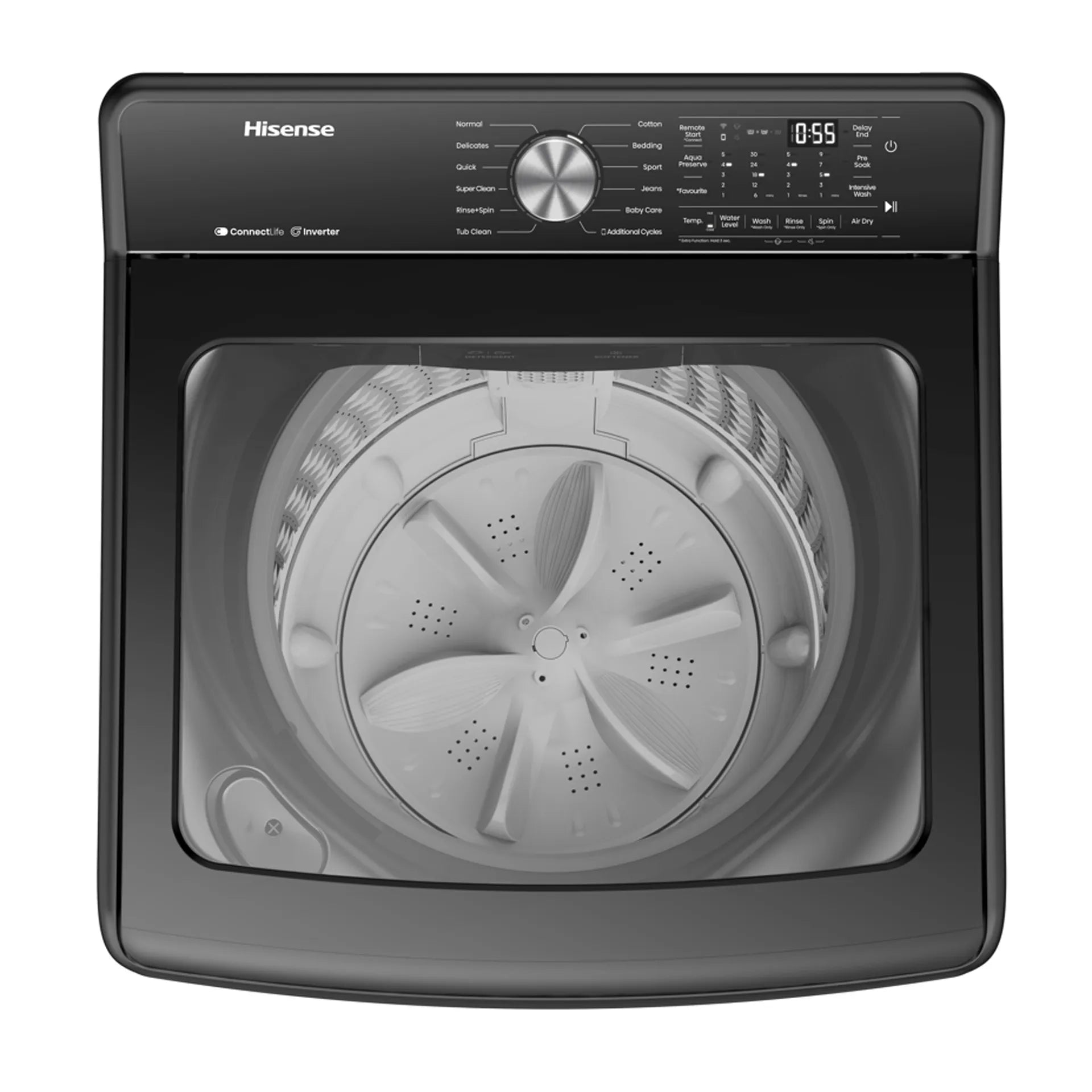 Hisense WT5T1825DT, Top-load, 18 kg, Black