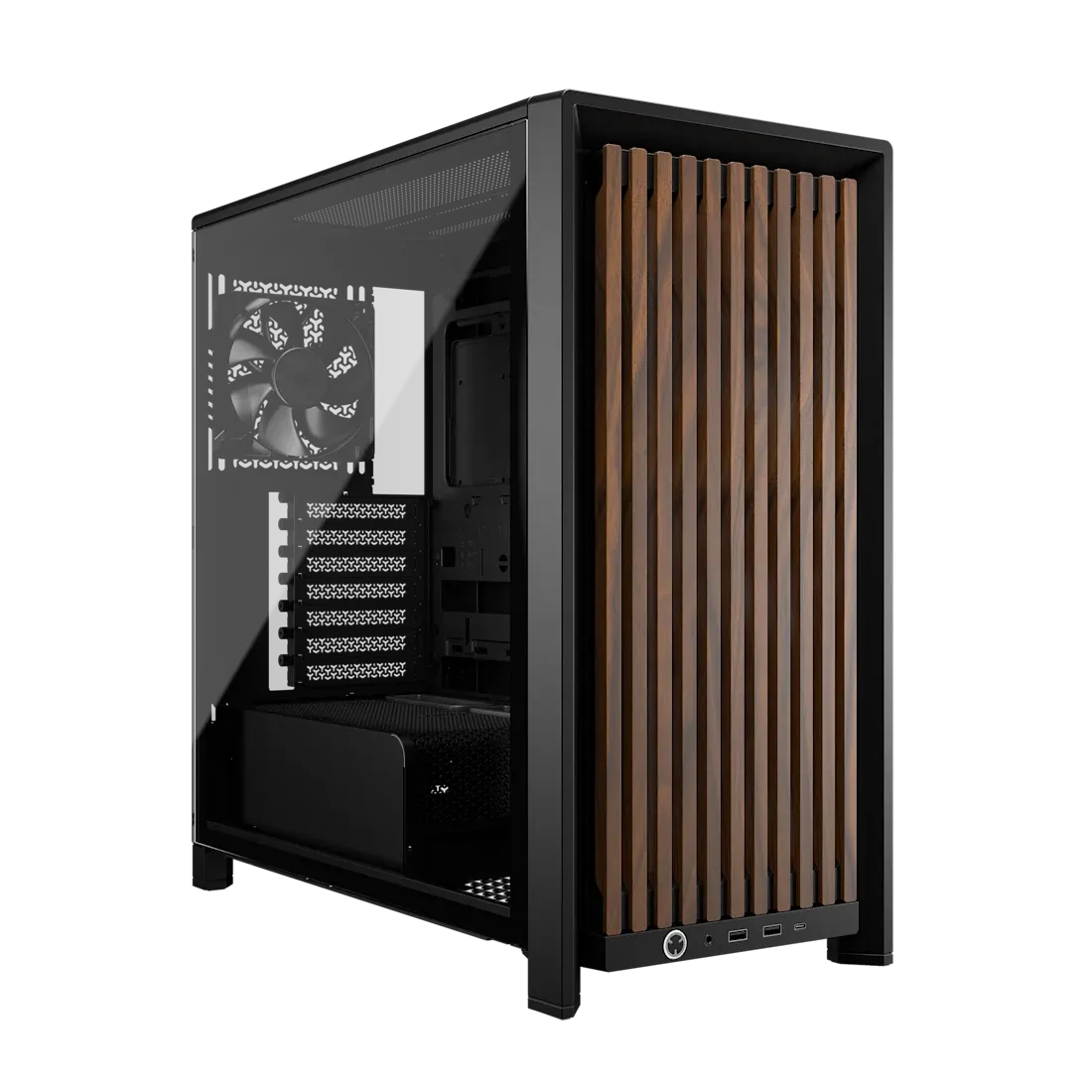 FRAME 4000D RS WOOD Modular High Airflow Mid-Tower PC Case; 4x  RS Fans; Black & Walnut.