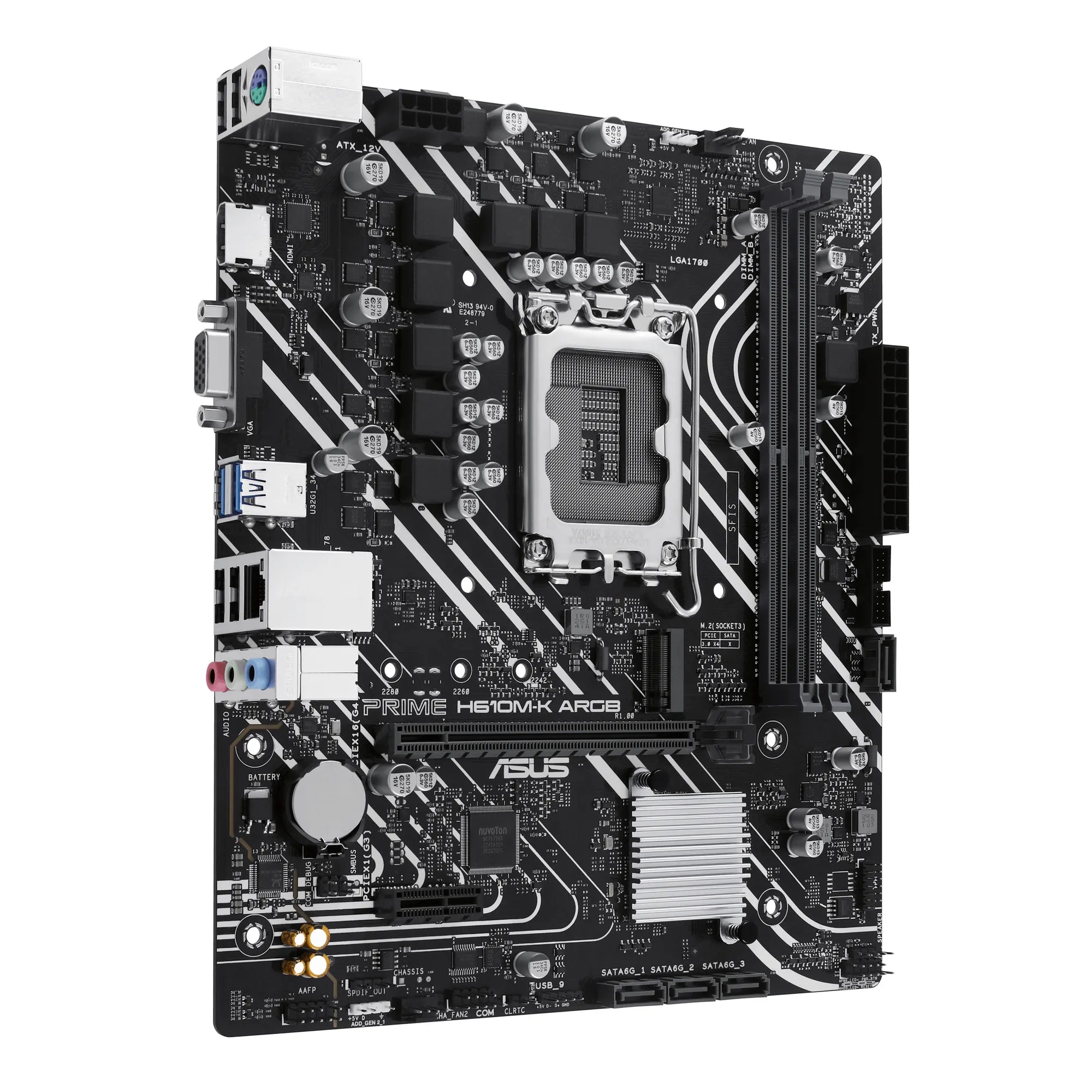 ASUS PRIME H610M-K ARGB, Intel, LGA 1700, Intel® Celeron®, Intel® Core™ i3, Intel® Core™ i5, Intel® Core™ i7, Intel® Core™ i9,..., DDR5-SDRAM, 96 GB, DIMM