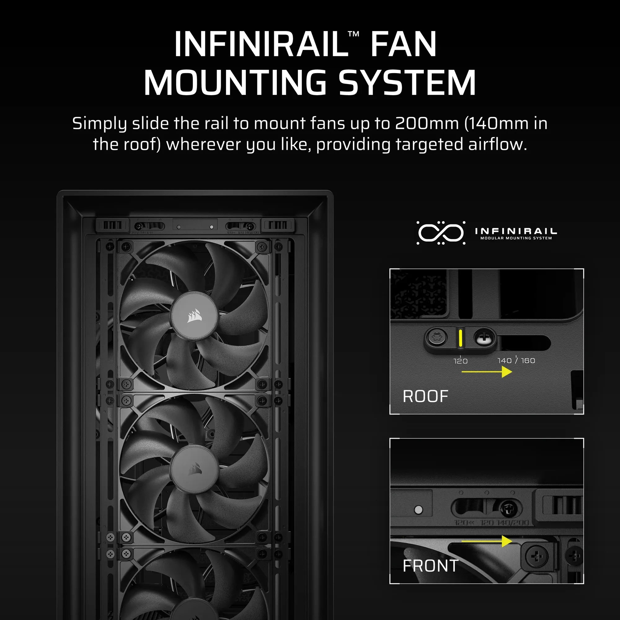 FRAME 5000D RS Mid-Tower PC Case; 4x RS 140 PWM Fans; 2x 2.5'' ; 1x 3.5''; Black.