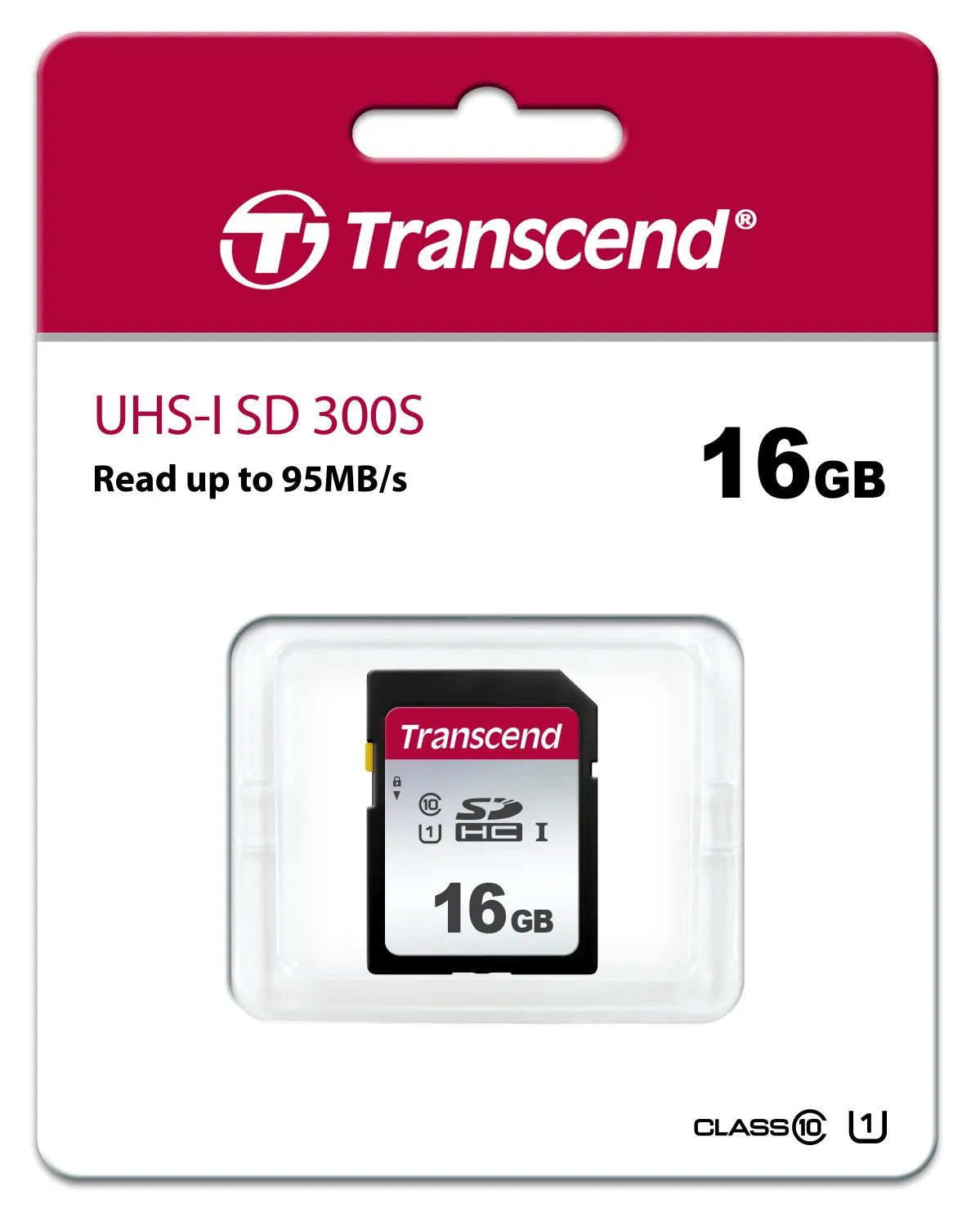 Transcend SDHC 300S 16GB, 16 GB, SDHC, Class 10, NAND, 95 MB/s, 10 MB/s