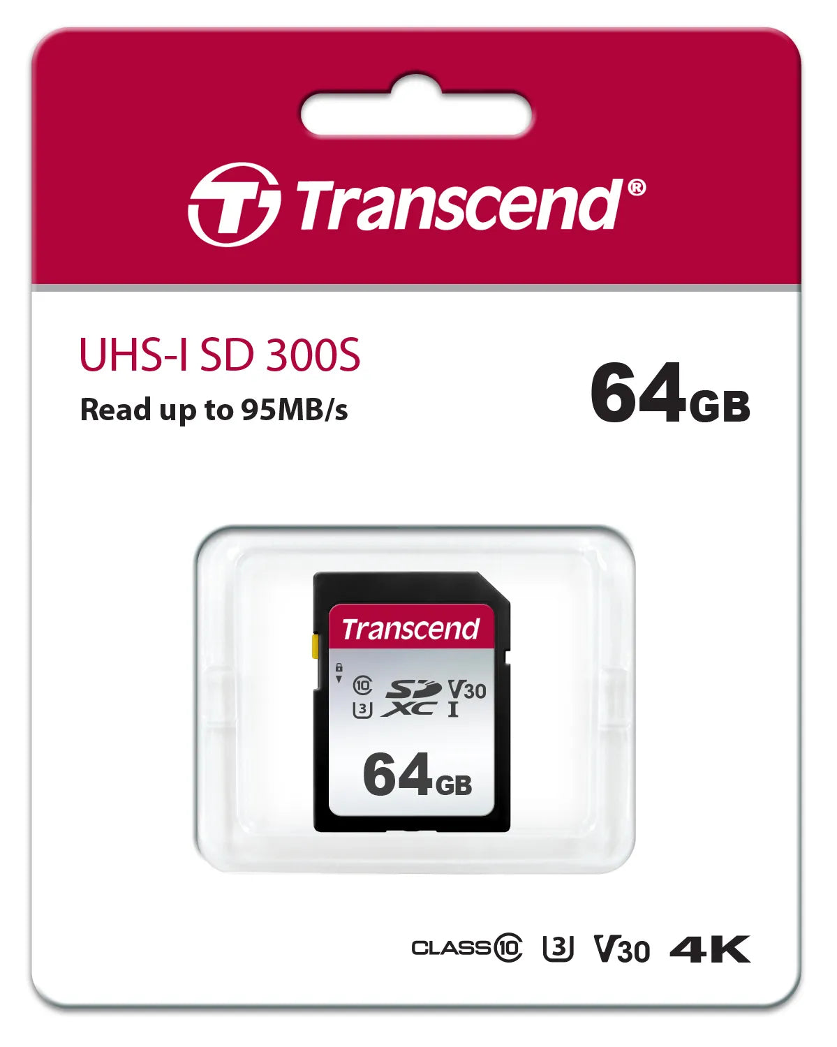 TRANSCEND 300S 64GB UHS-I CLASS 10 U1 V10 SDXC CARD -3D NAND