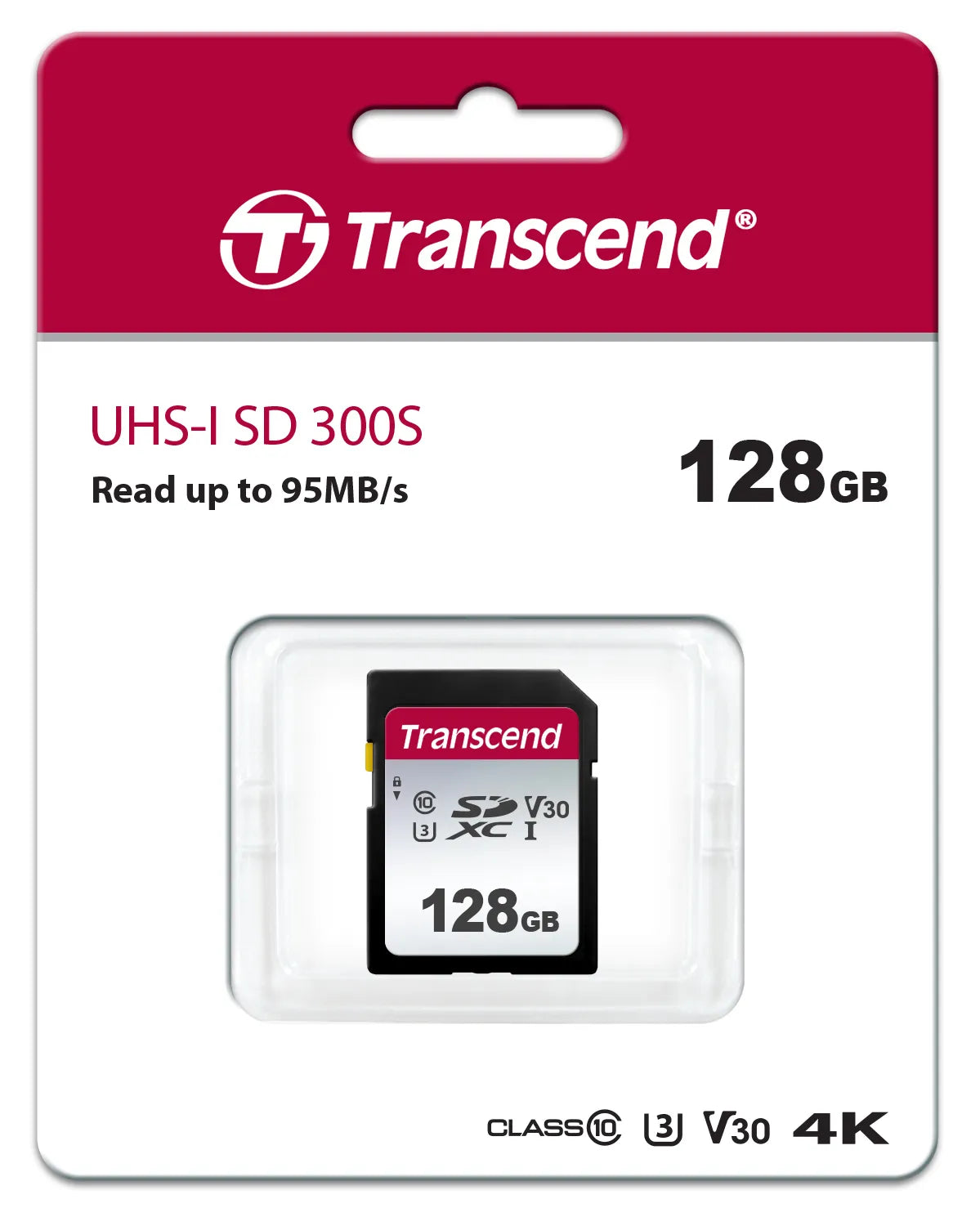 Transcend SDXC 300S 128GB, 128 GB, SDXC, Class 10, NAND, 95 MB/s, 45 MB/s