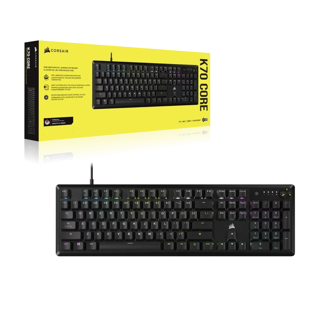Corsair K70, Full-size (100%), Wired, USB, Mechanical, Black