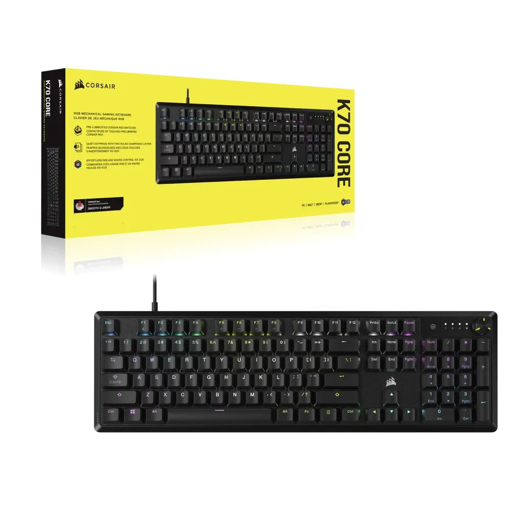 Corsair K70, Full-size (100%), USB, Mechanical, Black