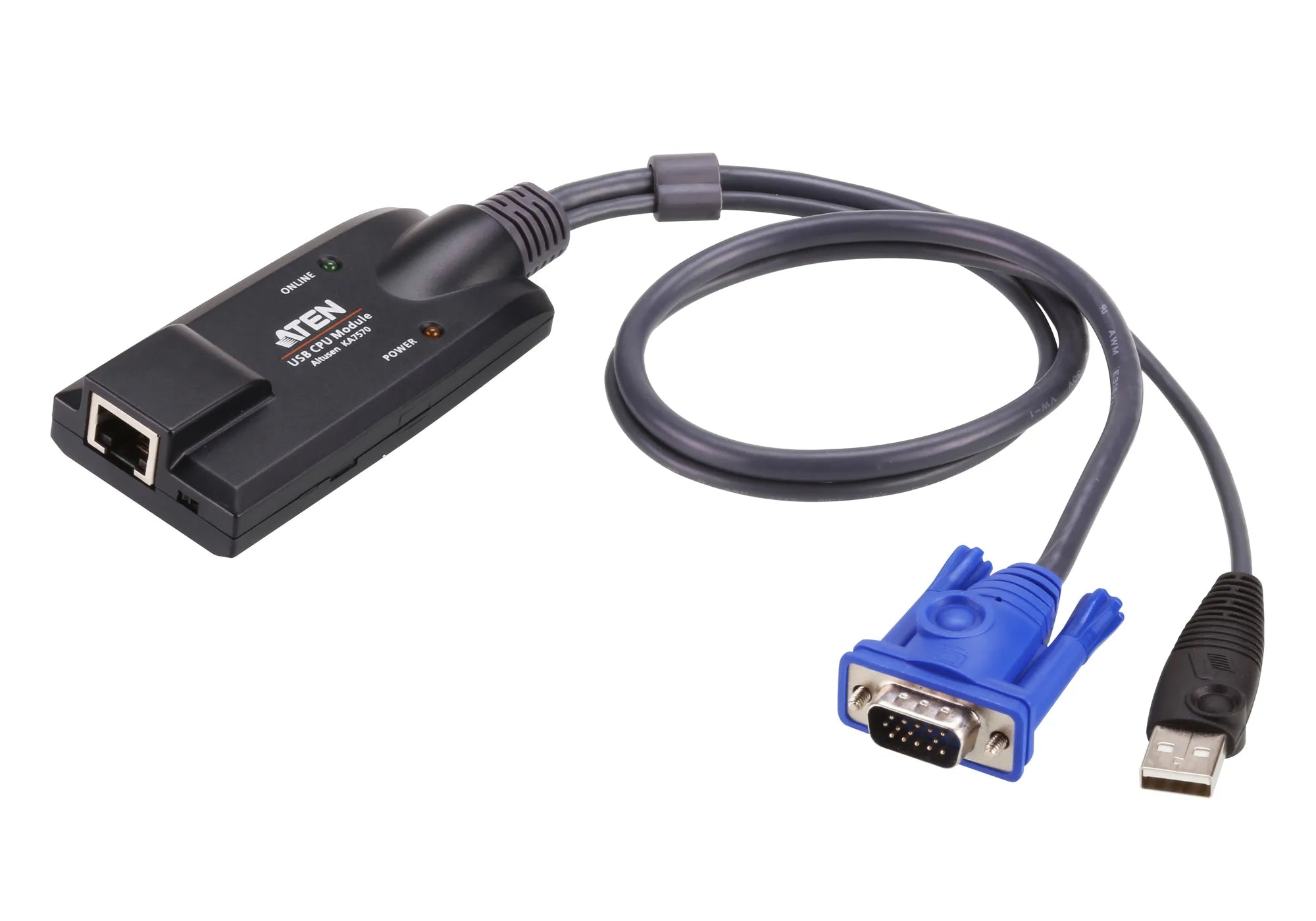 ATEN KA7170, VGA, Black, RJ-45, Male/Female, Plastic, 100 g