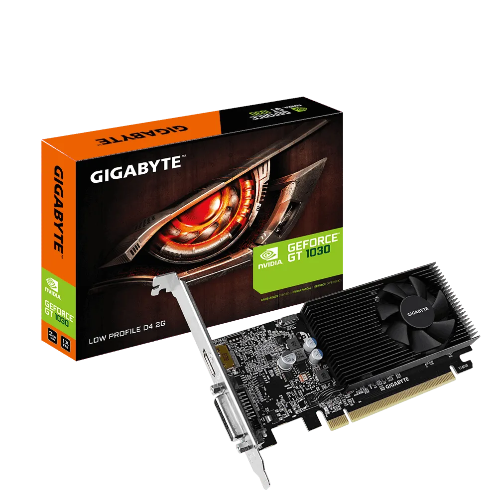 GIGABYTE GV-N1030D4-2GL, GeForce GT 1030, 2 GB, GDDR4, 64 bit, 4096 x 2160 pixels, PCI Express x16 3.0