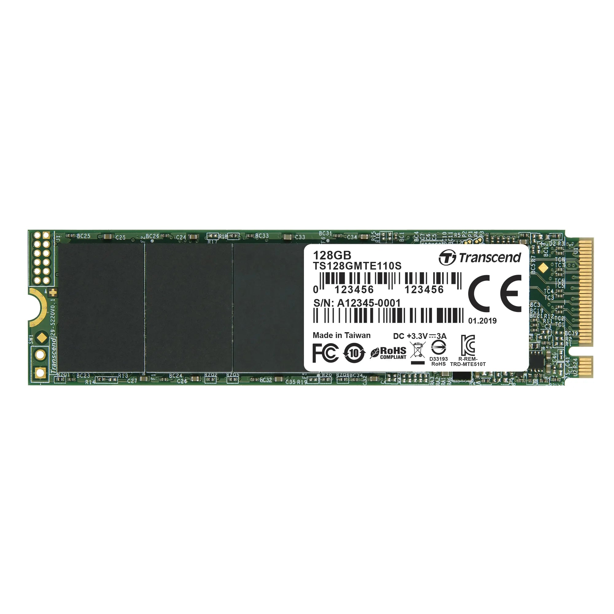 Transcend PCIe SSD 110S 128G, 128 GB, M.2, 1500 MB/s