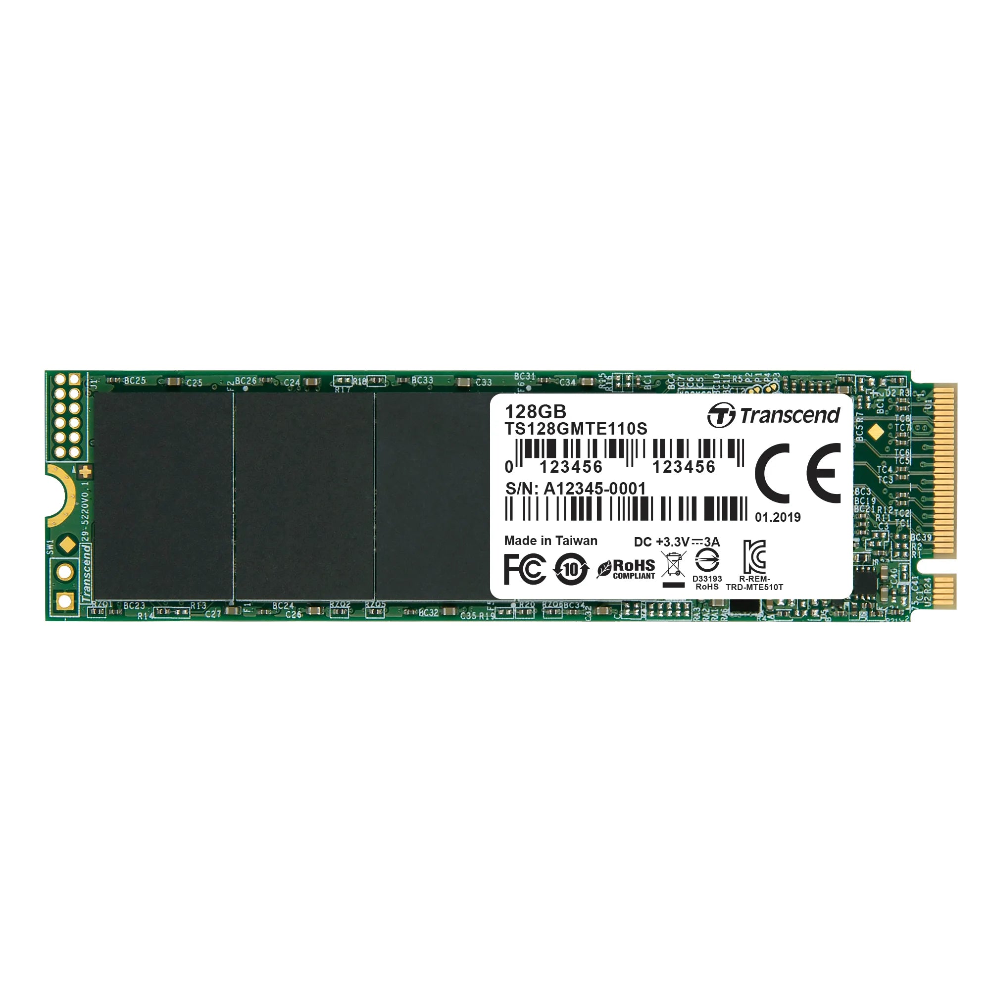 Transcend PCIe SSD 110S 128G, 128 GB, M.2, 1500 MB/s