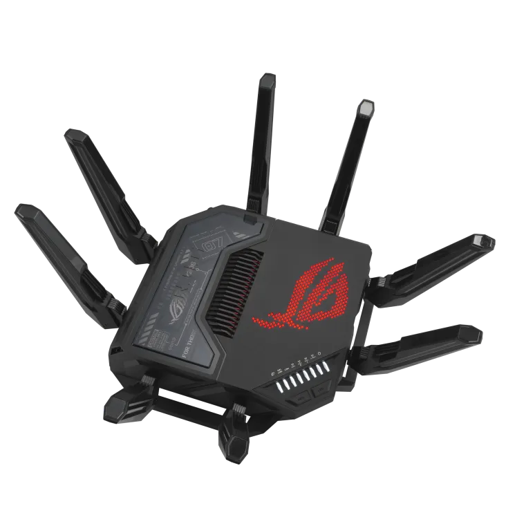 ASUS ROG Rapture GT-BE98, Wi-Fi 7 (802.11be), Quad-band (2.4 GHz / 5 GHz-1 / 5 GHz-2 / 6 GHz), Ethernet LAN, Black, Tabletop router