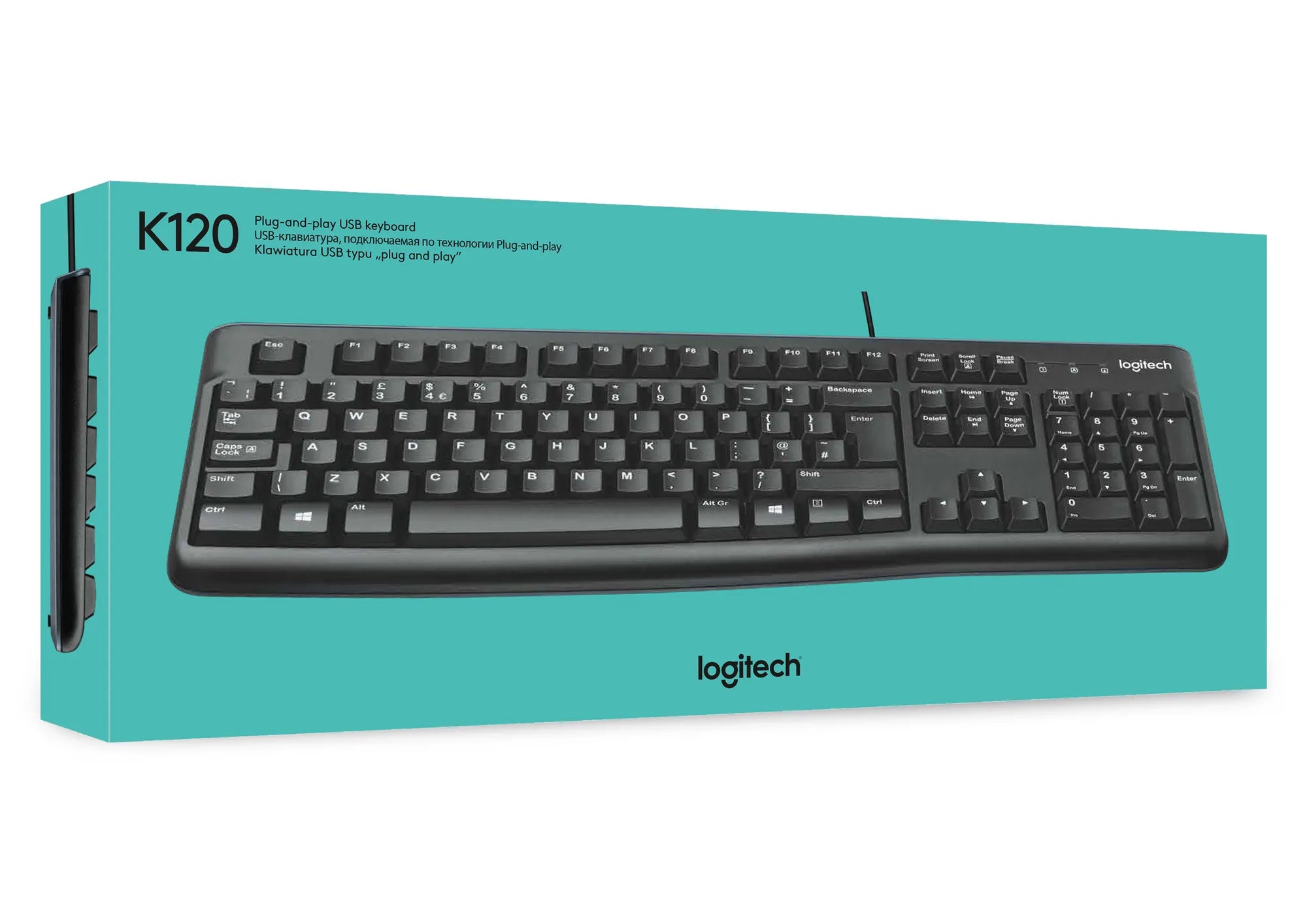 Logitech LGT-K120-US, Standard, Wired, USB, QWERTY, Black