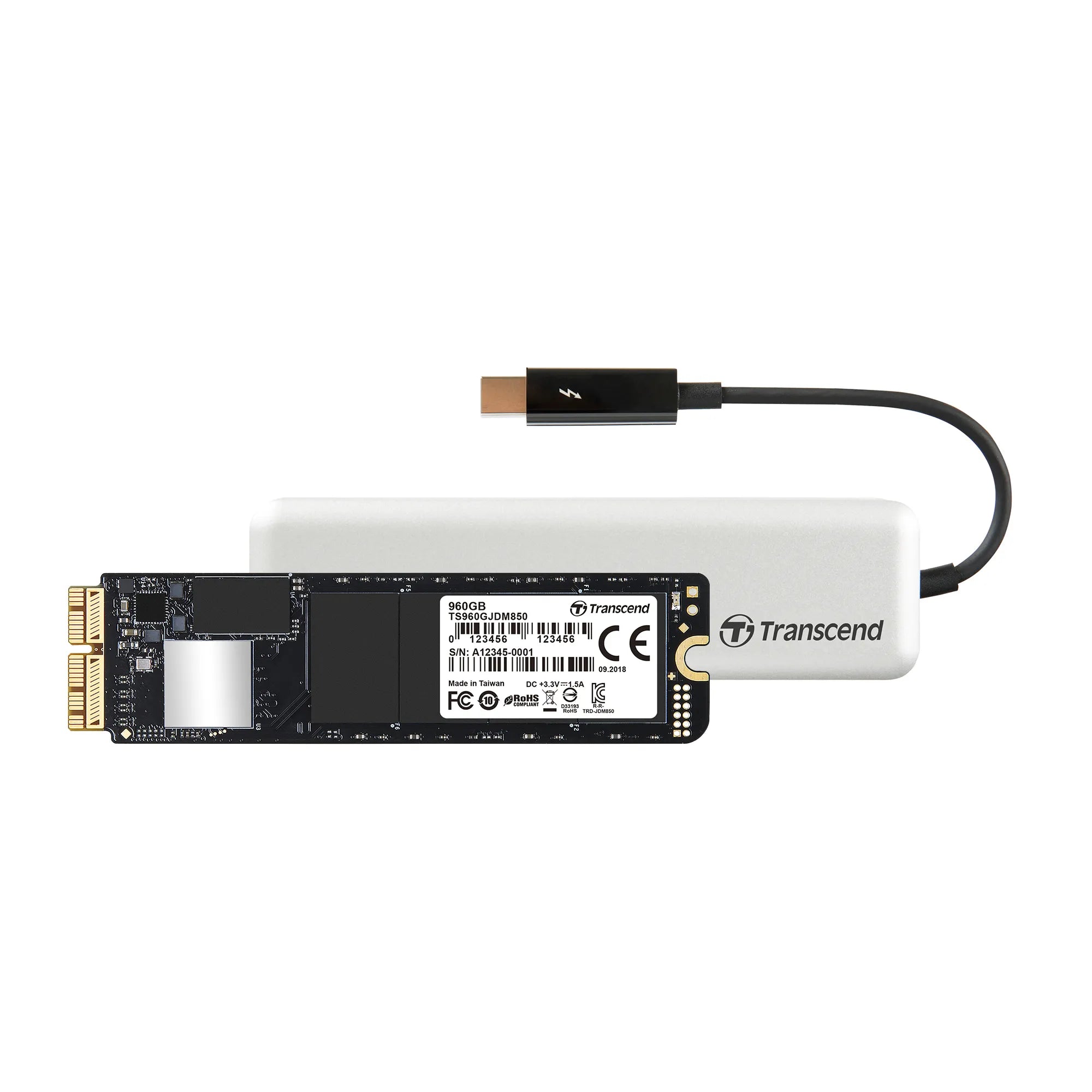 Transcend JetDrive 855 960GB, 960 GB, 1600 MB/s, 10 Gbit/s, Silver