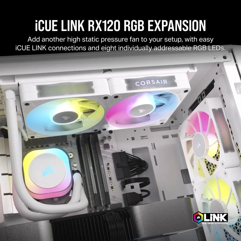 Corsair iCUE LINK RX120 RGB, Fan, 12 cm, 400 RPM, 2100 RPM, 36 dB, 73.5 cfm