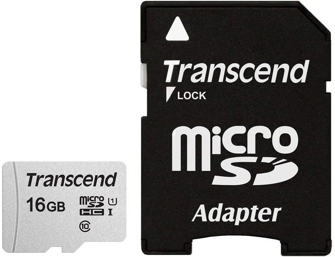 Transcend microSD Card SDHC 300S 16GB with Adapter, 16 GB, MicroSDHC, Class 10, NAND, 95 MB/s, 10 MB/s