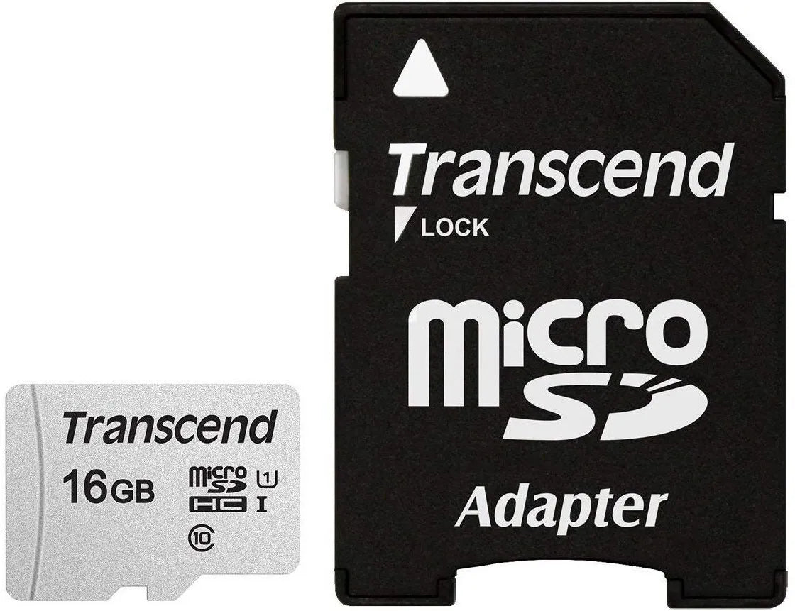 Transcend microSDHC 300S 16GB with Adapter, 16 GB, MicroSDHC, Class 10, NAND, 95 MB/s, 10 MB/s