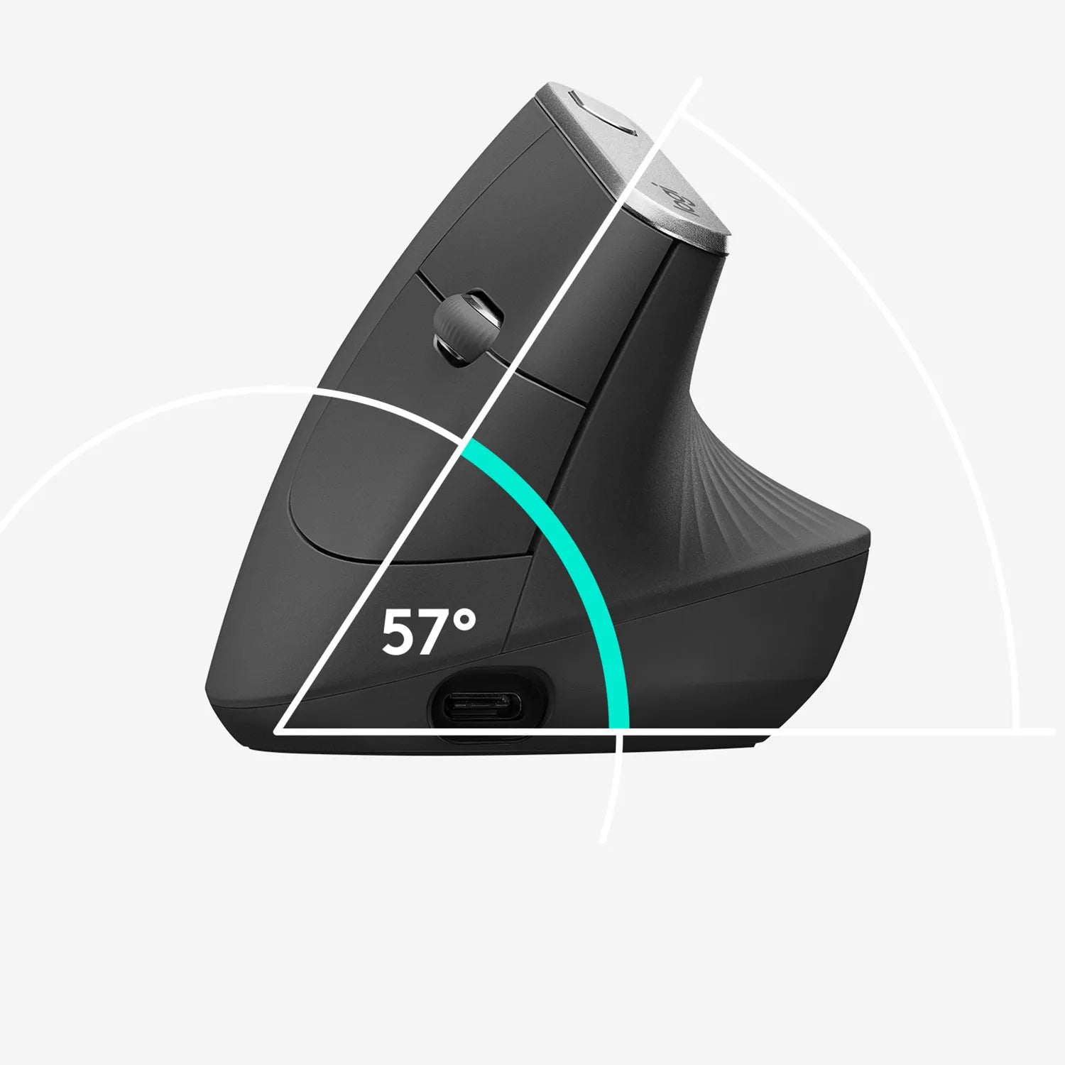 Logitech MX Vertical Advanced Ergonomic mouse, Right-hand, Optical, RF Wireless + Bluetooth, 4000 DPI, Graphite