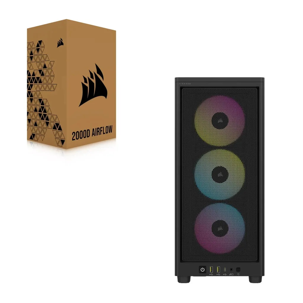 Corsair 2000D RGB AIRFLOW, Small Form Factor (SFF), PC, Black, Mini-ITX, Mesh, Multi