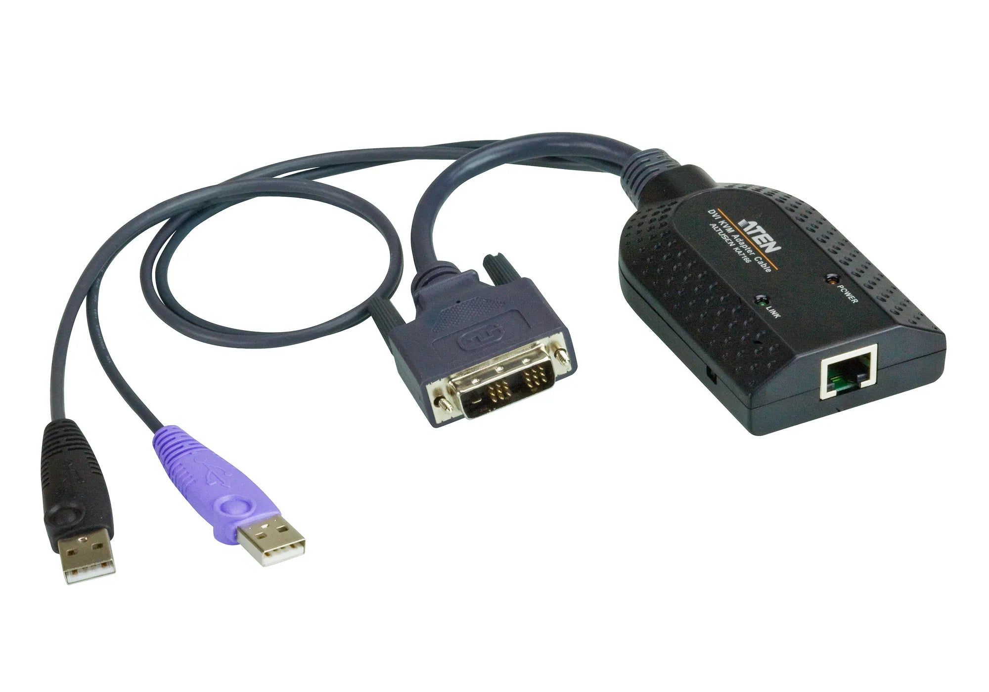 ATEN KA7166, USB, DVI-D, Black, Plastic, 136 g, 5.6 cm