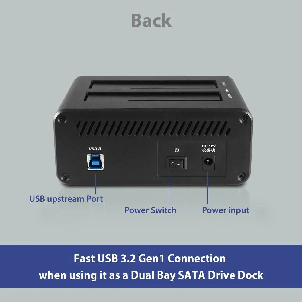 Vantec NexStar JX, HDD, SSD, Serial ATA, Serial ATA II, Serial ATA III, 2.5,3.5", 20 TB, USB 3.2 Gen 1 (3.1 Gen 1) Type-B, Black