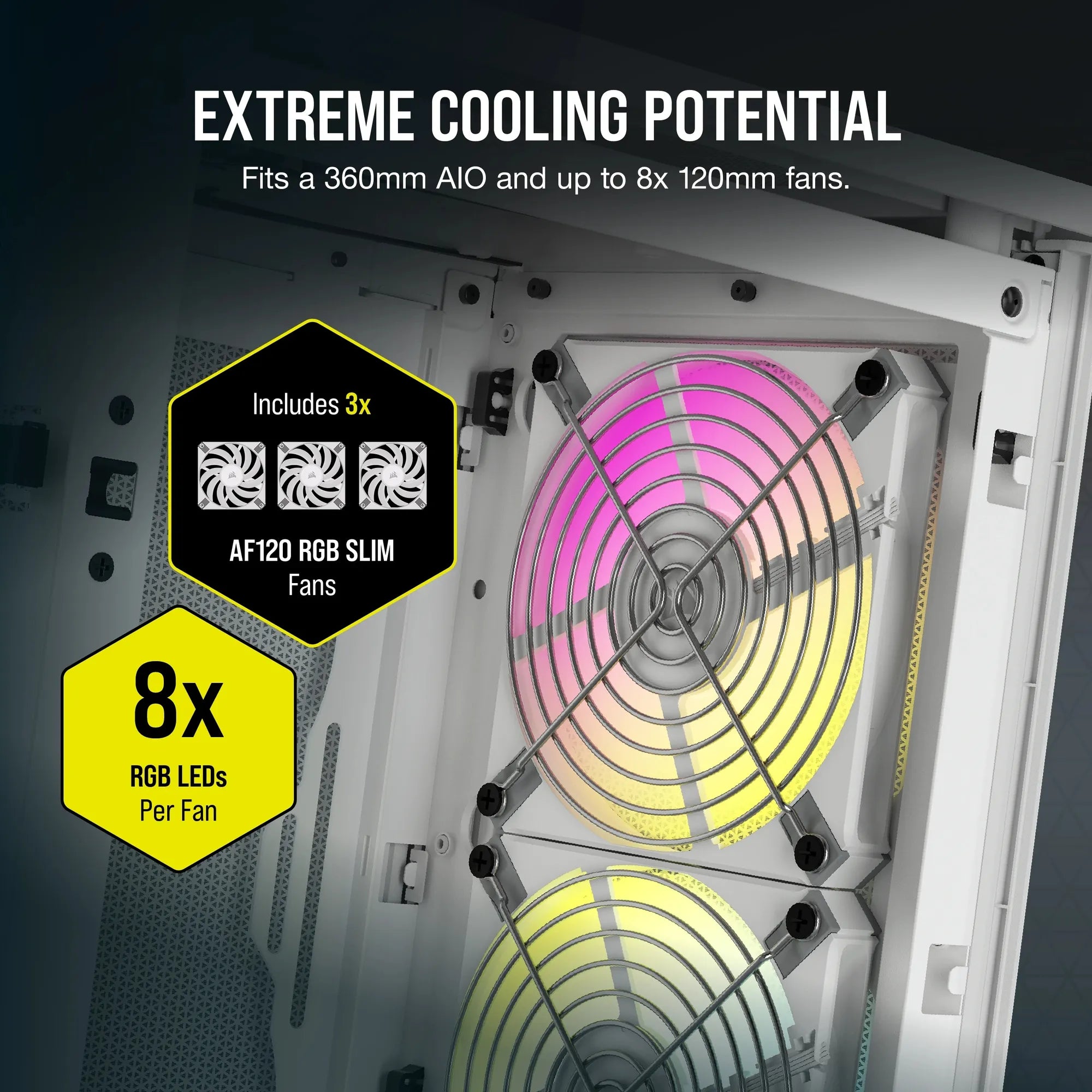 Corsair 2000D RGB Airflow, Small Form Factor (SFF), PC, White, Mini-ITX, Mesh, Tempered glass, Multi