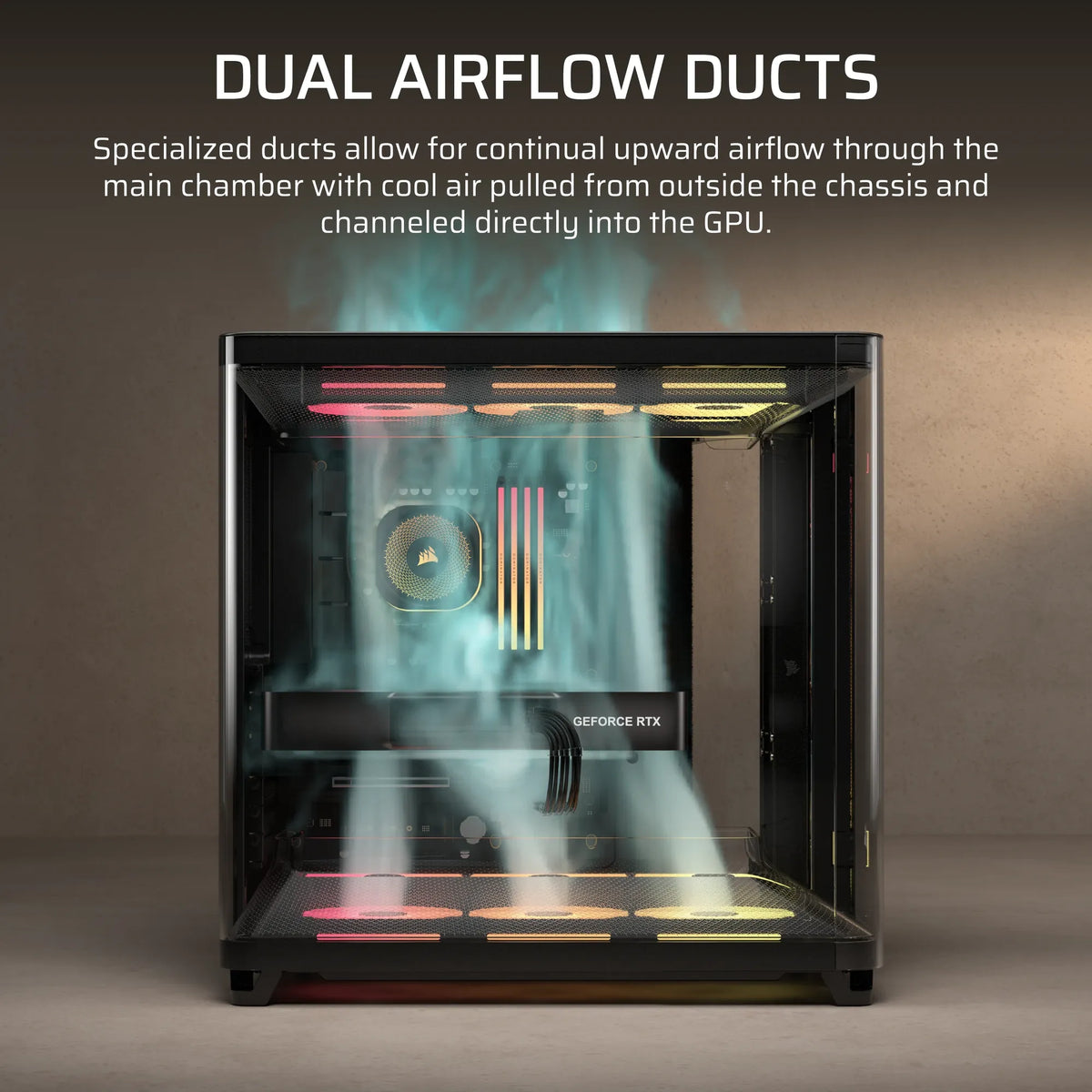 AIR 5400 LX-R RGB iCUE LINK Triple Chamber Mid-Tower PC Case ;3x Fans included;2x 2.5'' ; 1x 3.5'';  Black