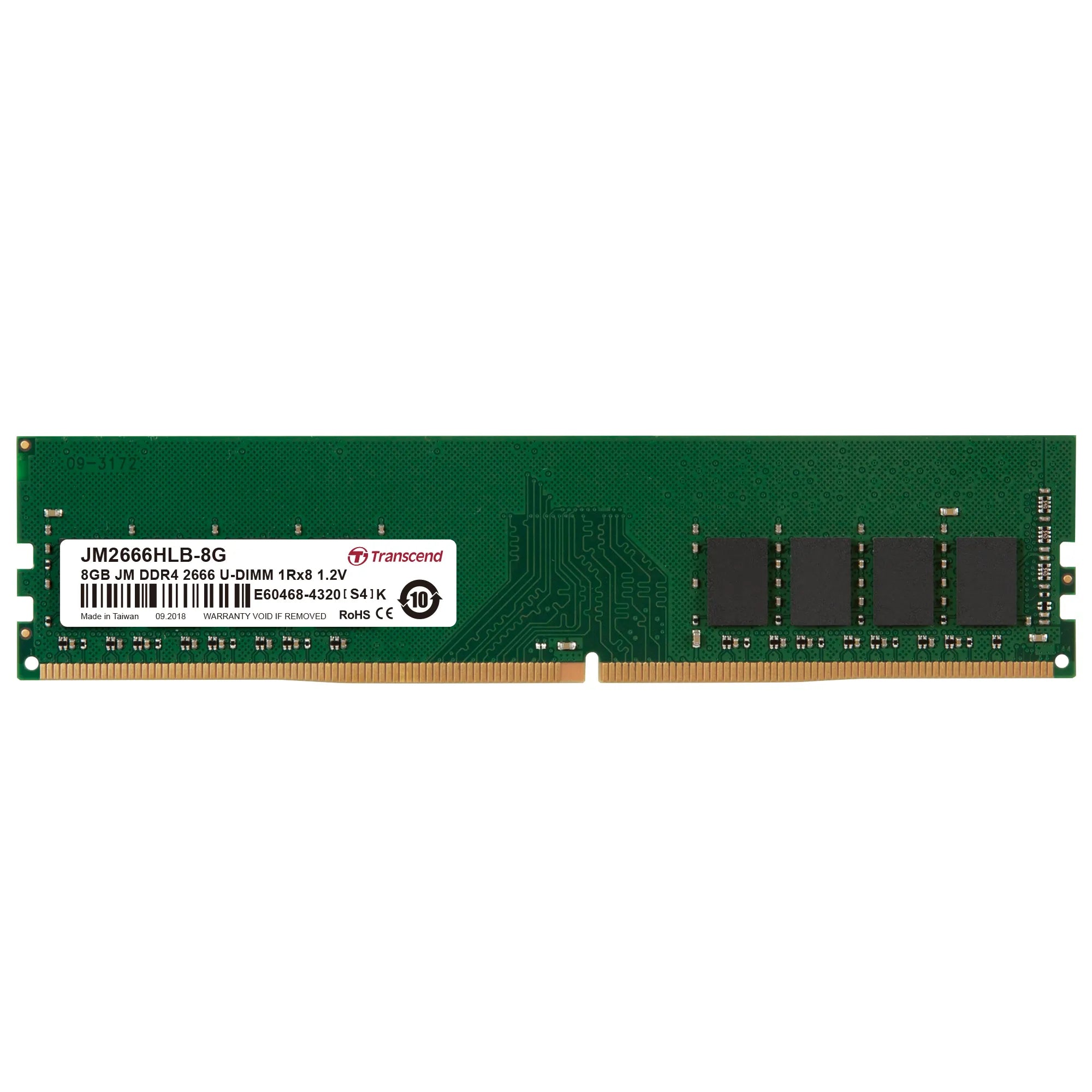 Transcend JetRam DDR4-2666 U-DIMM 8GB, 8 GB, 1 x 8 GB, DDR4, 2666 MHz, 288-pin DIMM