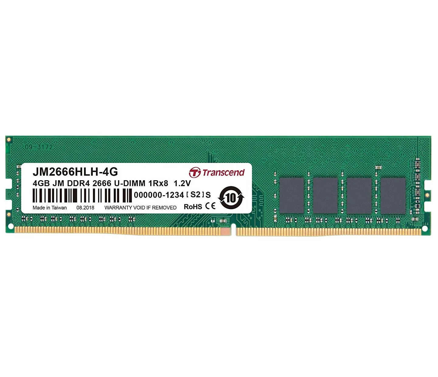 Transcend JM2666HLH-4G, 4 GB, 1 x 4 GB, DDR4, 2666 MHz, 288-pin DIMM