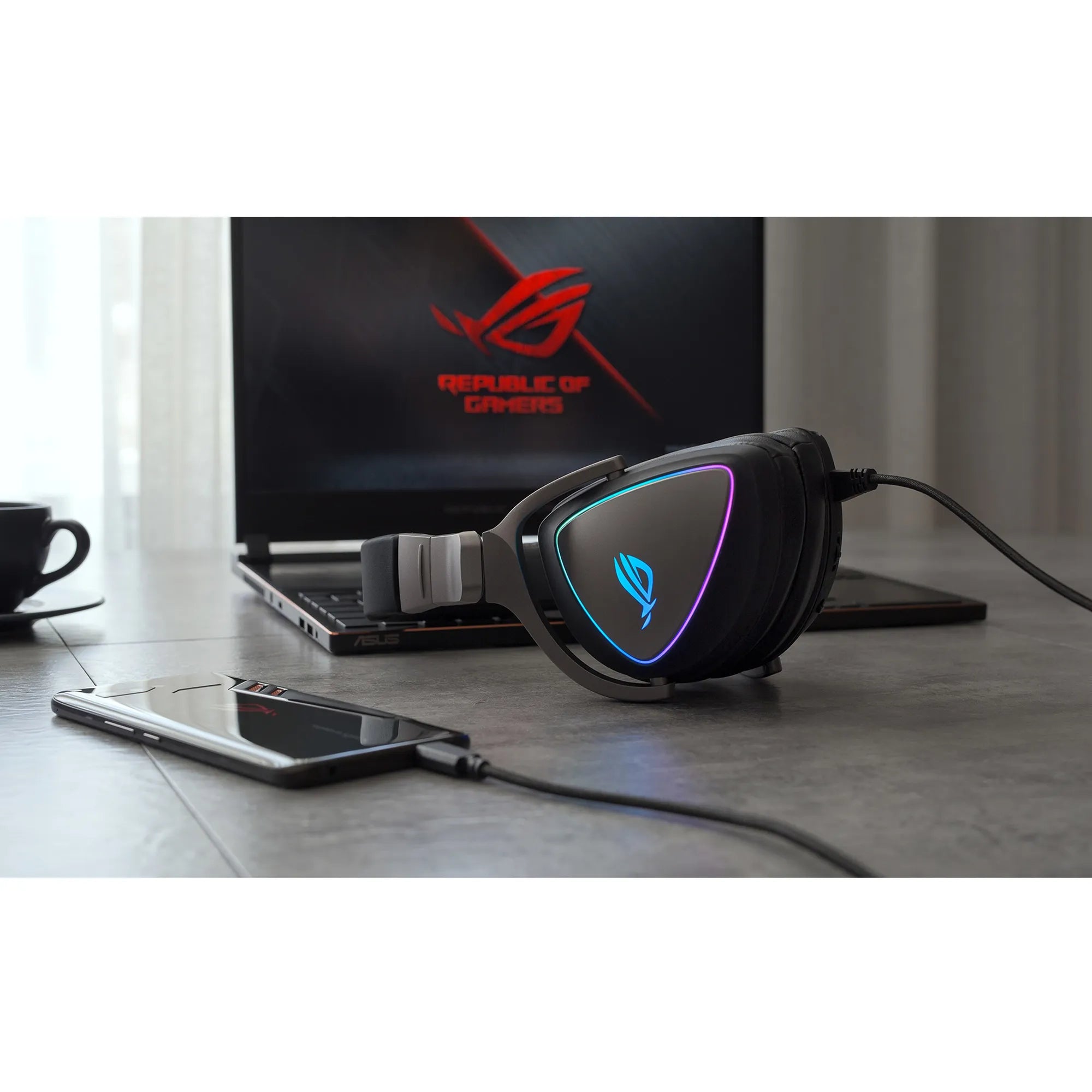 ASUS ROG Delta, Headset, Head-band, Gaming, Black, Binaural, Rotary