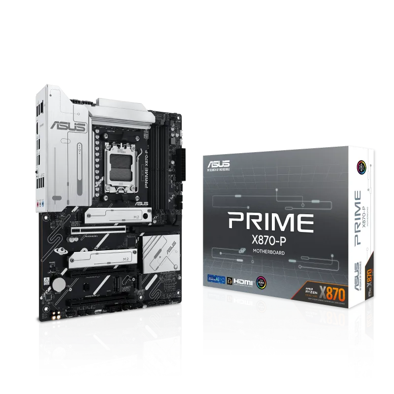 ASUS PRIME X870-P, AMD, Socket AM5, AMD Ryzen™ 3, AMD Ryzen™ 5, AMD Ryzen™ 7, AMD Ryzen 9 7th Gen, AMD Ryzen 9 8th Gen, AMD..., Socket AM5, DDR5-SDRAM, 192 GB