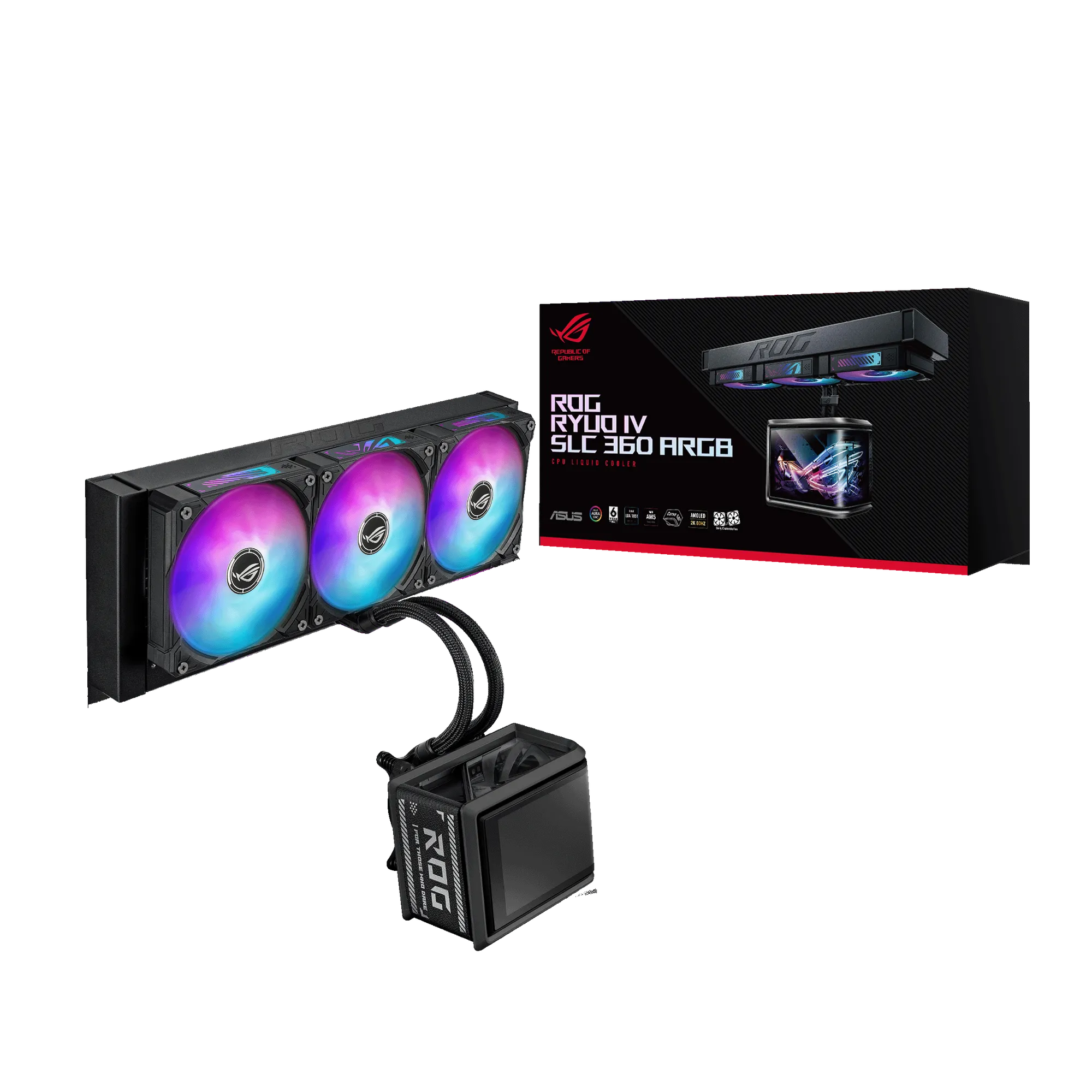 ASUS ROG Ryuo IV SLC 360 ARGB, All-in-one liquid cooler, 12 cm, Black