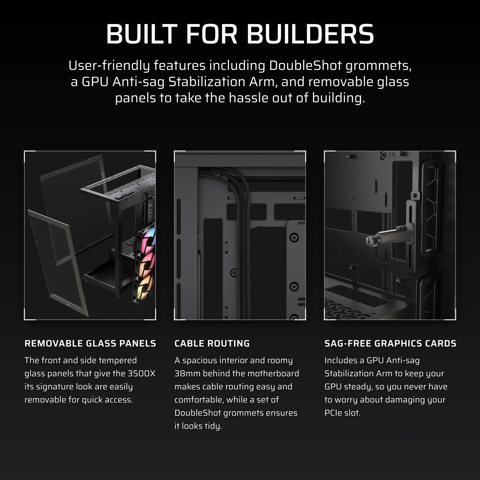 3500X RS-R ARGB Tempered Glass Mid-Tower PC Case; Black