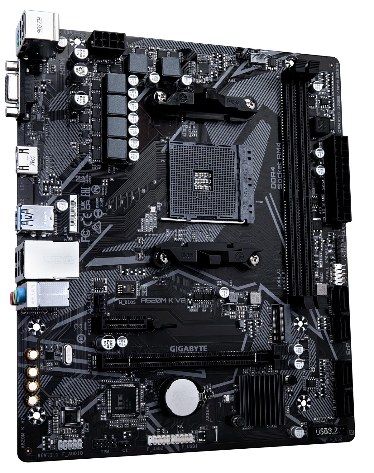 GIGABYTE AMD A520M-K for 3rd/4th/5th Generation AMD Ryzen™ processors; 2x Dual DDR4; 1x M2; HDMI; VGA