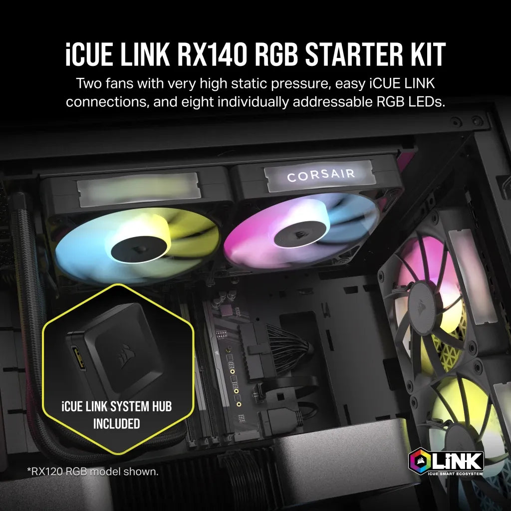Corsair iCUE LINK RX140 RGB, Fan, 14 cm, 300 RPM, 1700 RPM, 36 dB, 94.7 cfm