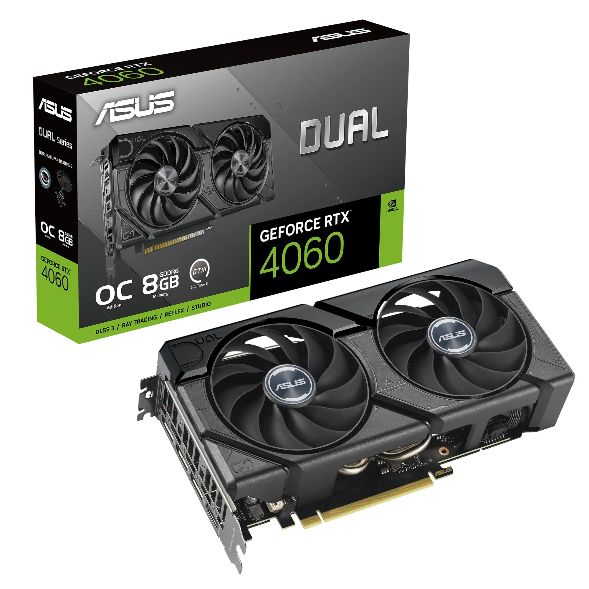 ASUS Dual -RTX4060-O8G-EVO, GeForce RTX 4060, 8 GB, GDDR6, 128 bit, 7680 x 4320 pixels, PCI Express 4.0