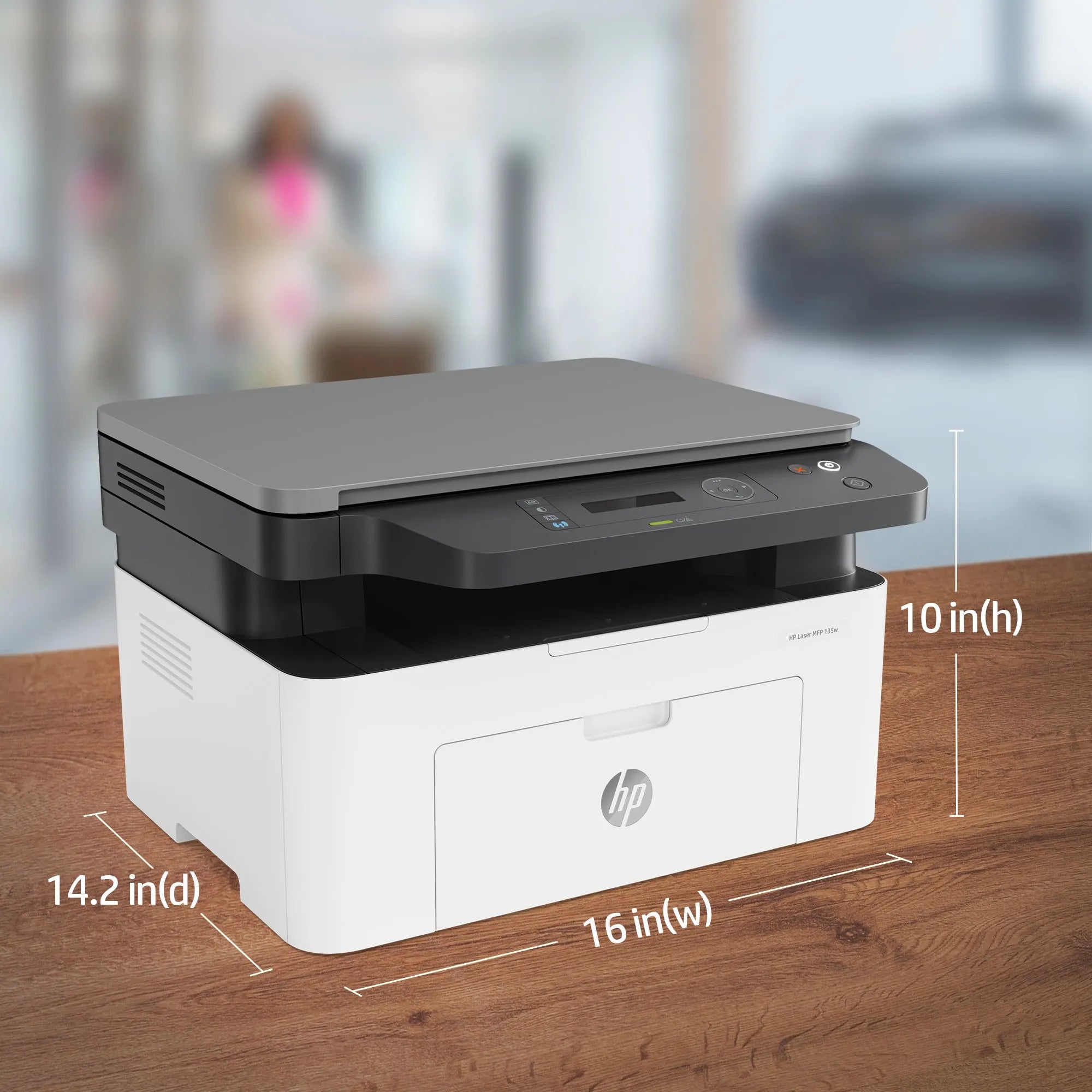 HP Laser MFP 135w, Black and white, Printer for Small medium business, Print, copy, scan, Laser, Mono printing, 1200 x 1200 DPI, Mono copying, A4, Grey, White