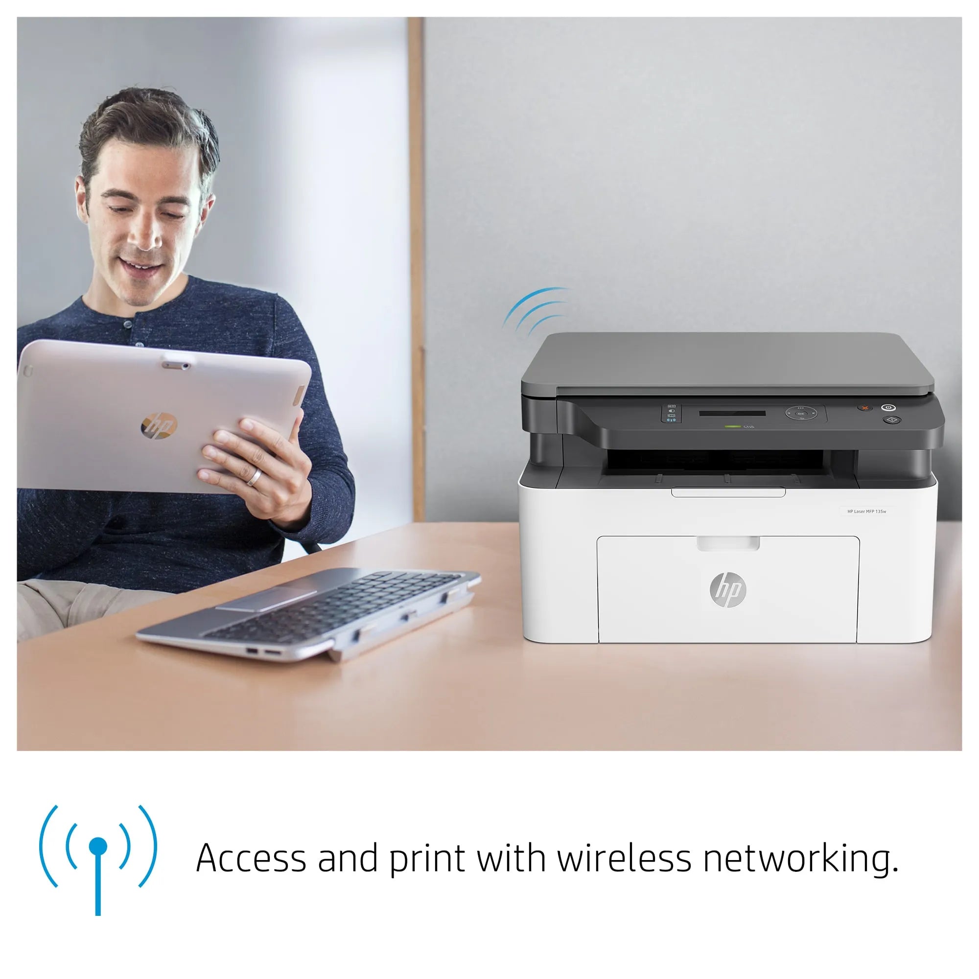 HP Laser MFP 135w, Black and white, Printer for Small medium business, Print, copy, scan, Laser, Mono printing, 1200 x 1200 DPI, Mono copying, A4, Grey, White