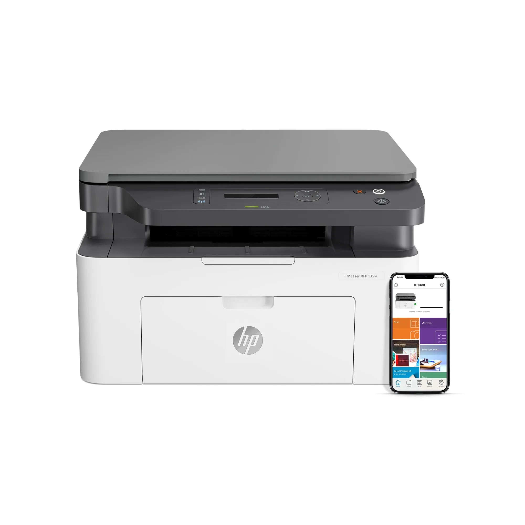 HP Laser MFP 135w, Black and white, Printer for Small medium business, Print, copy, scan, Laser, Mono printing, 1200 x 1200 DPI, Mono copying, A4, Grey, White