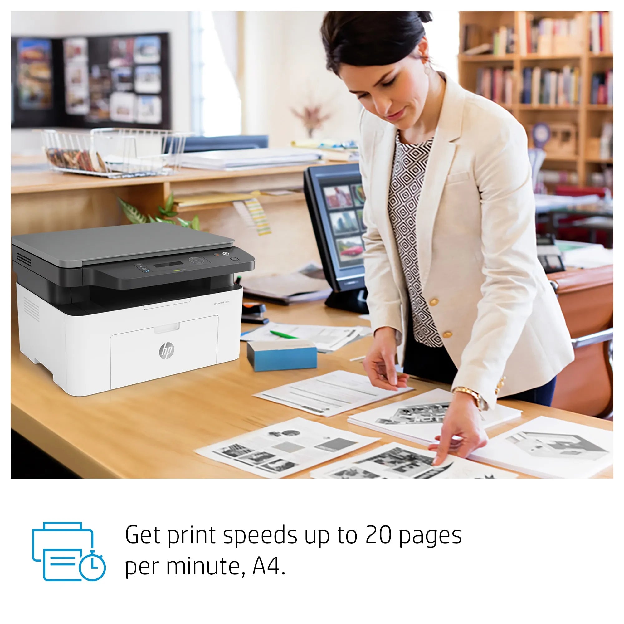 HP Laser MFP 135w, Black and white, Printer for Small medium business, Print, copy, scan, Laser, Mono printing, 1200 x 1200 DPI, Mono copying, A4, Grey, White