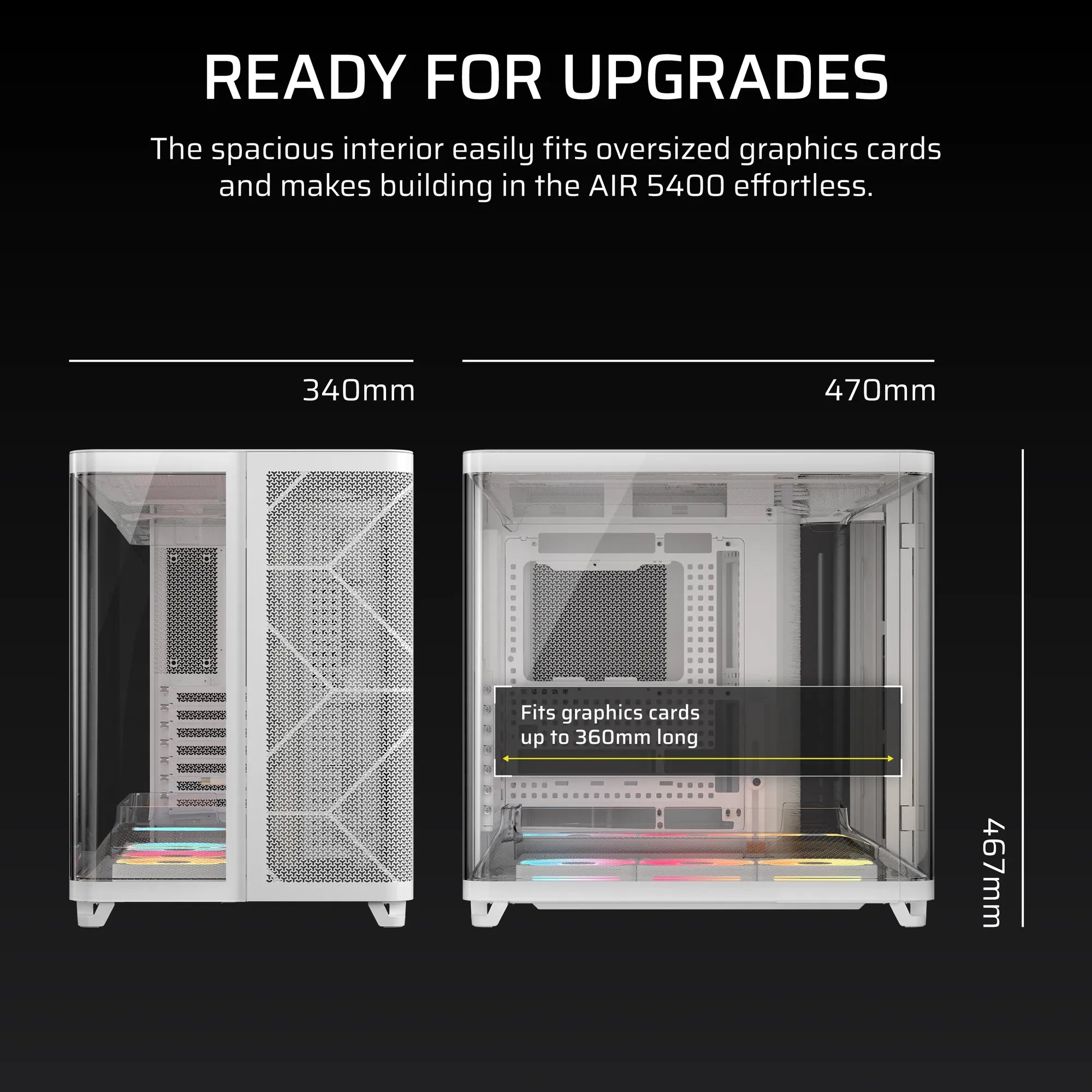 AIR 5400 LX-R RGB iCUE LINK Triple Chamber Mid-Tower PC Case ;3x Fans included;2x 2.5'' ; 1x 3.5''; White