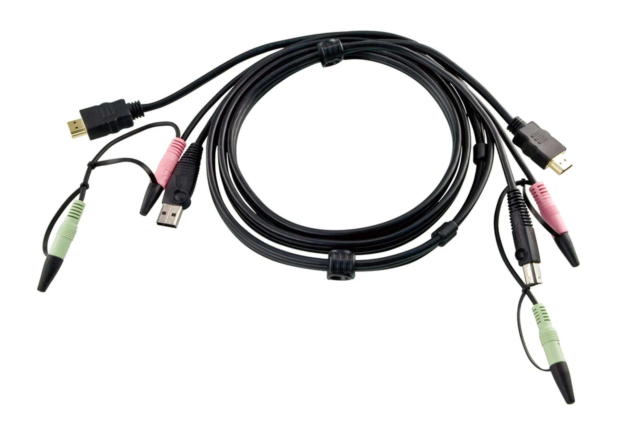 ATEN HDMI KVM Cable 1,8m, 1.8 m, HDMI, Black, HDMI, USB A, 2 x 3.5mm, HDMI, USB B, 2 x 3.5mm, Male