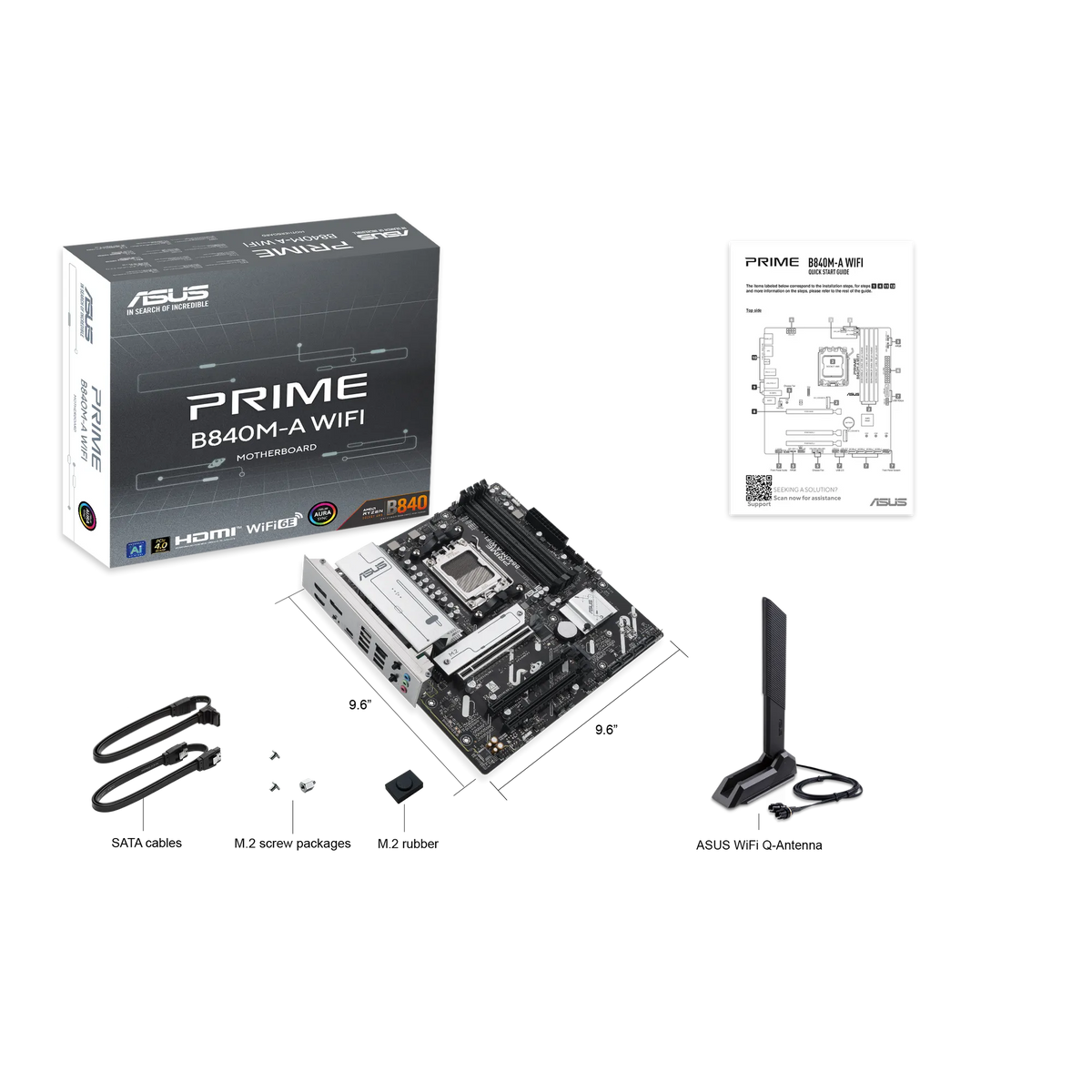 ASUS Motherboard/mATX/AM5/DDR5/4xDIMM/Max.256GB/1xPCIe4x16/2xPCIe3x16/ 3xM.2/4xSATA 6Gb/s/2xDP/1xHDMI/RAID/WIFI 6E