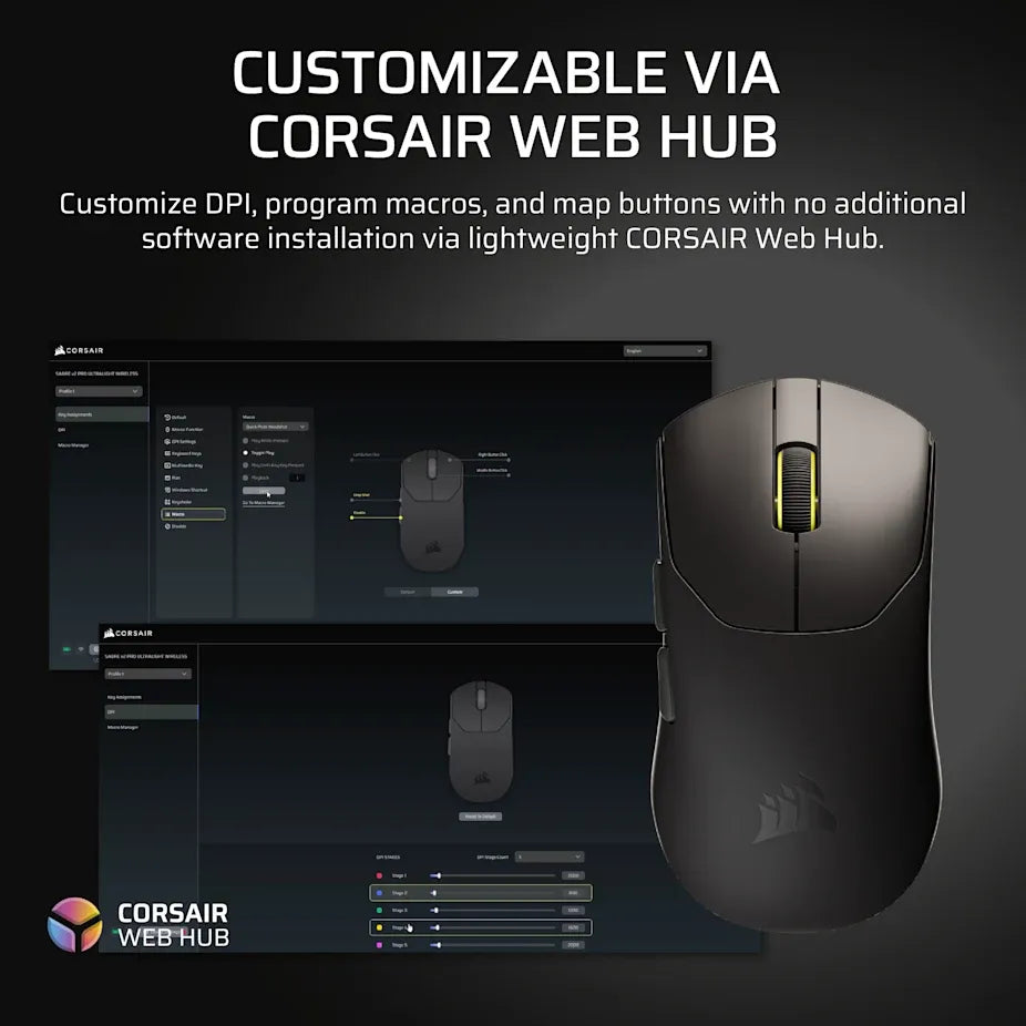 Corsair SABRE v2 PRO ULTRALIGHT WIRELESS Gaming Mouse - Black;  33k DPI.