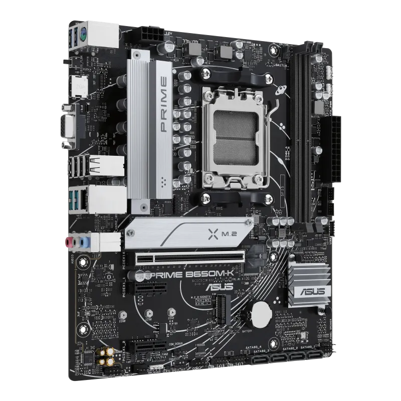 ASUS PRIME B650M-K, AMD, Socket AM5, AMD Ryzen™ 5, AMD Ryzen™ 7, AMD Ryzen 9 7th Gen, Socket AM5, DDR5-SDRAM, 96 GB