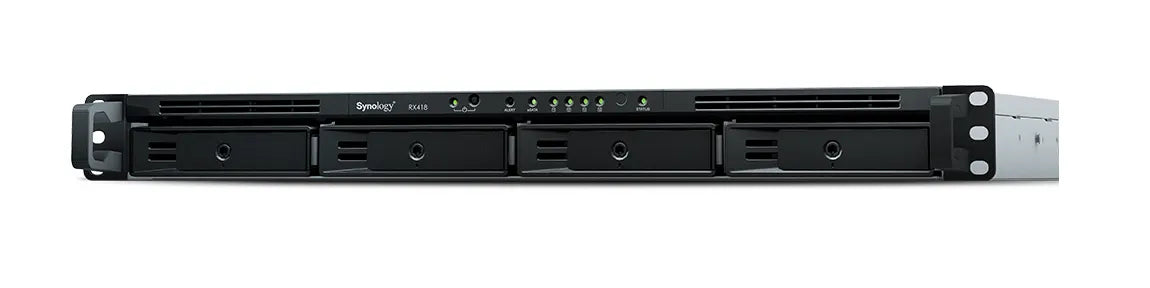 Synology RX418, 4.28 kg, Rack (1U), Black, Grey