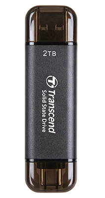 Transcend TS2TESD310C, 2 TB, USB Type-A to USB Type-C, 3.2 Gen 2 (3.1 Gen 2), 1050 MB/s, Black