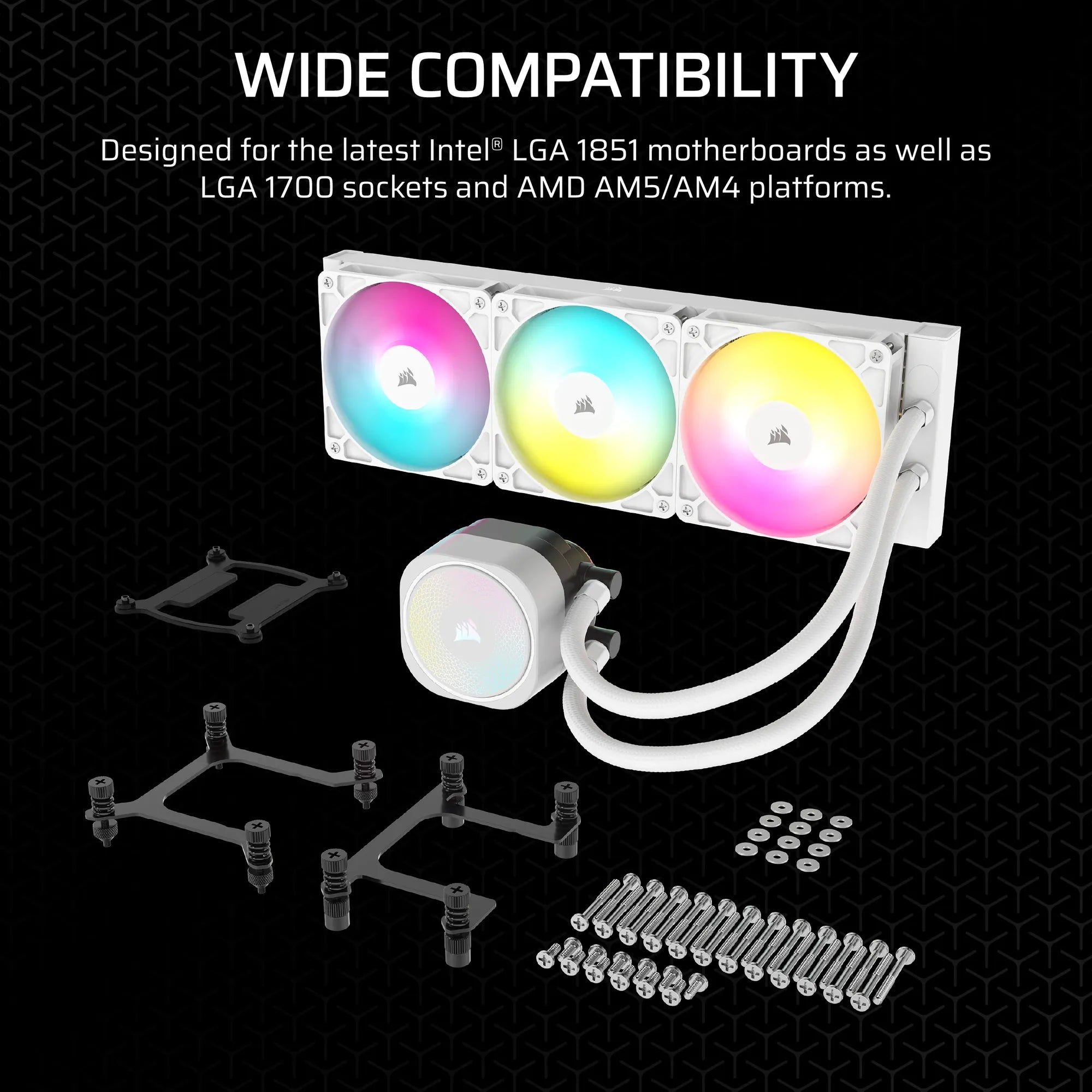 Corsair NAUTILUS 240 RS ARGB Liquid, Air cooler, 2100 RPM, 34 dB, 74.37 cfm, White