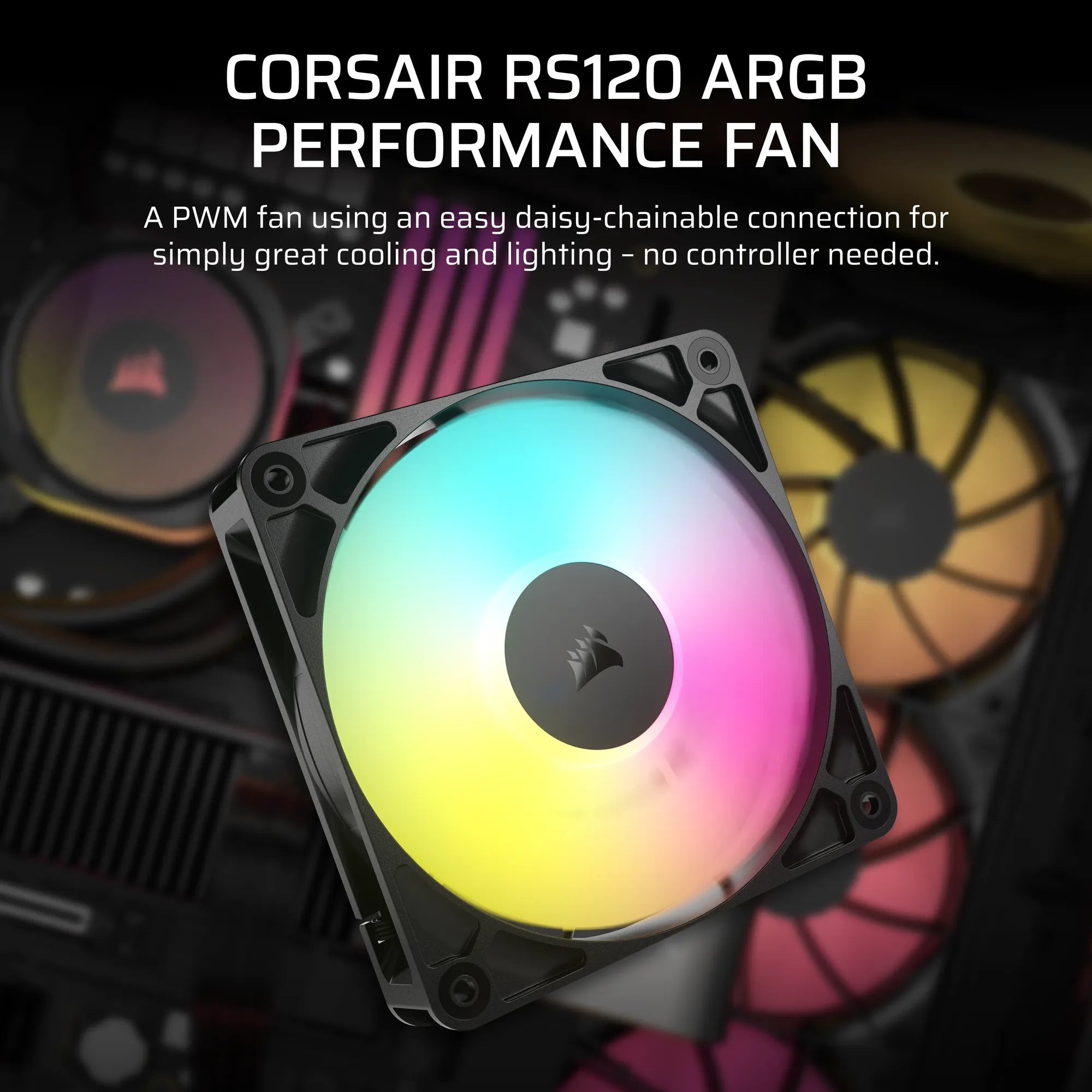 Corsair RS120 ARGB, Fan, 12 cm, 420 RPM, 2100 RPM, 36 dB, 72.8 cfm