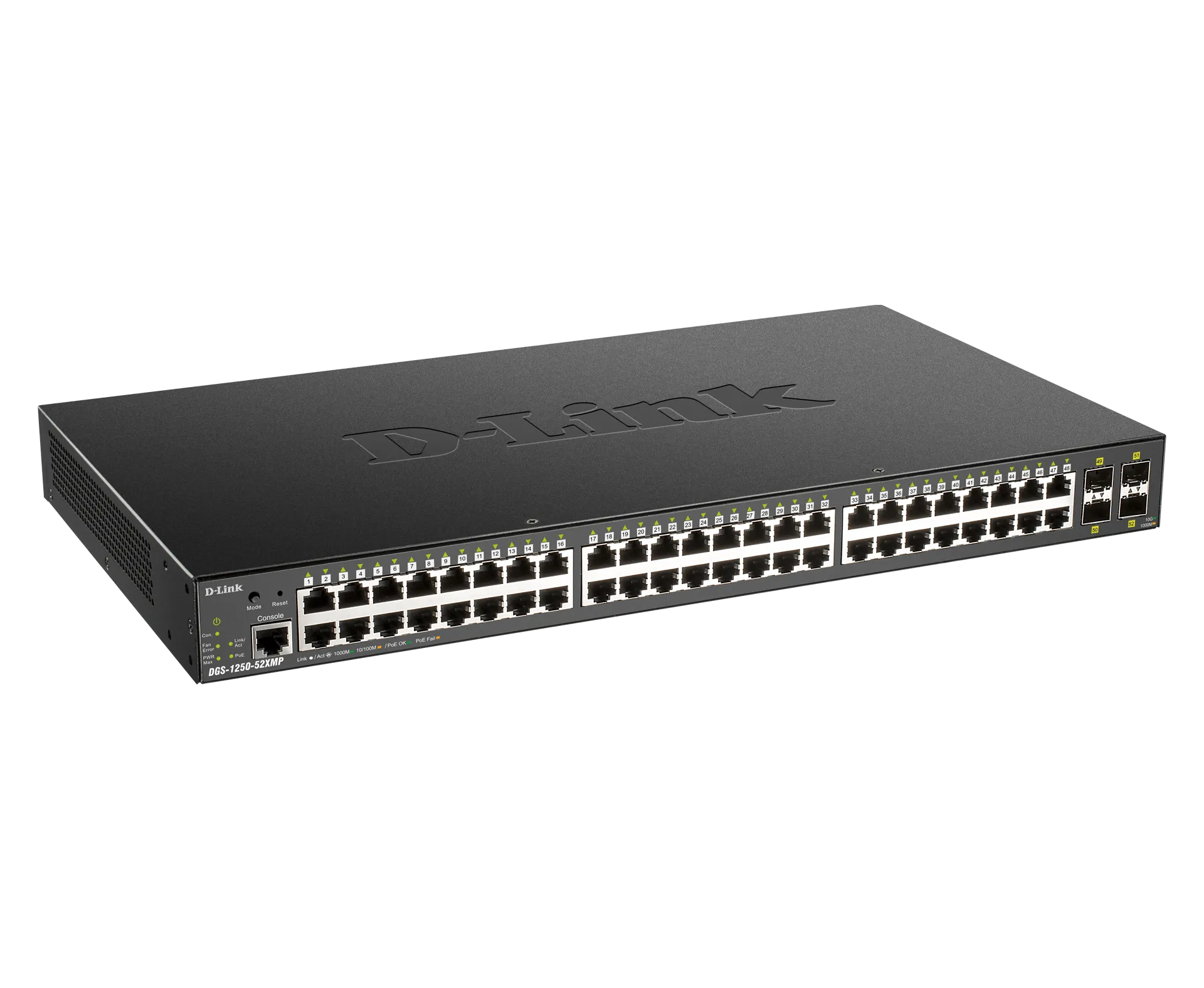 D-Link DGS-1250-52XMP 52 Port Gigabit Smart Managed Switch with 10G Uplinks & Power over Ethernet (PoE) Black, Managed, L3, Power over Ethernet (PoE), Rack mounting