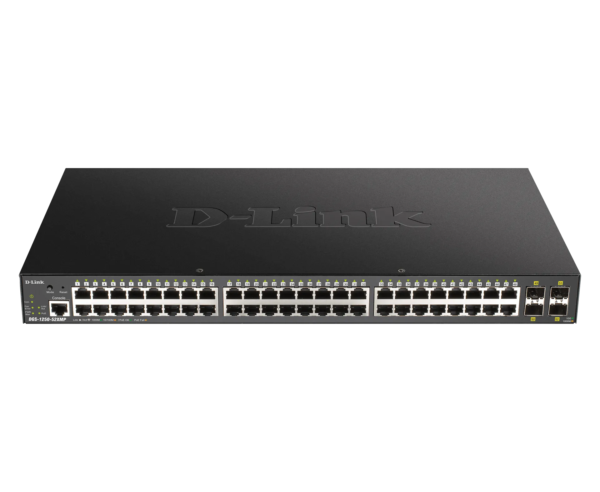 D-Link DGS-1250-52XMP 52 Port Gigabit Smart Managed Switch with 10G Uplinks & Power over Ethernet (PoE) Black, Managed, L3, Power over Ethernet (PoE), Rack mounting